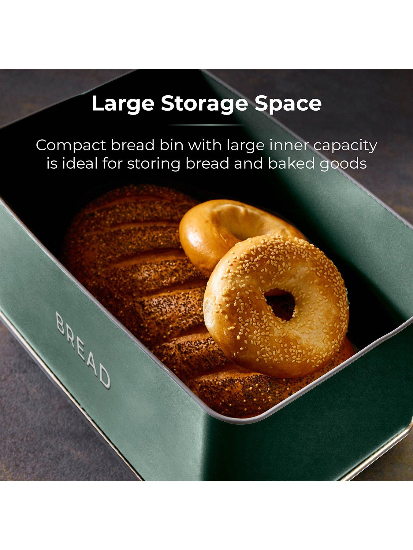  image of tower-renaissance-4-piece-bread-bin-and-canister-set-green