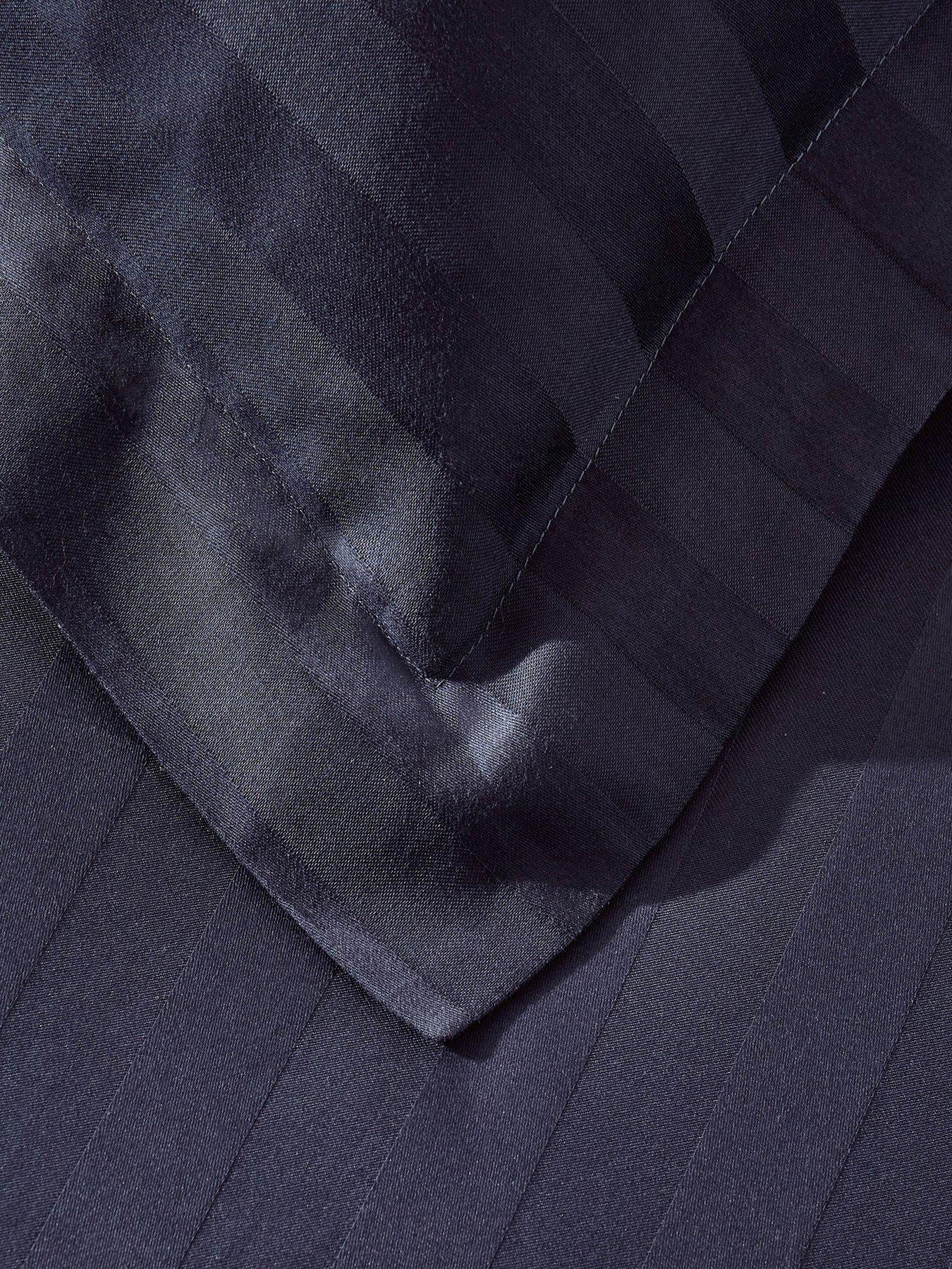 Image 4 of 4 of Dusk Pair Of Hotel Satin Stripe 200 Thread Count Oxford Pillowcases - Navy