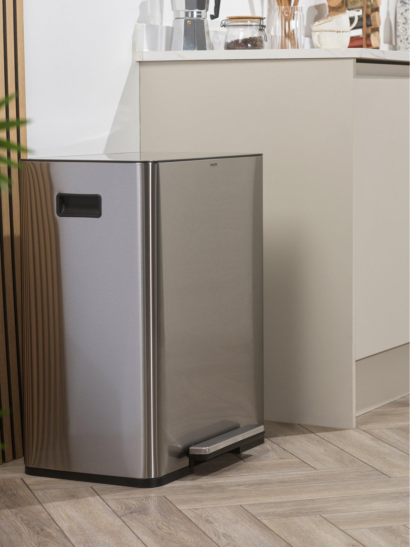  image of salter-ss-dual-recycle-pedal-bin--nbspsilver