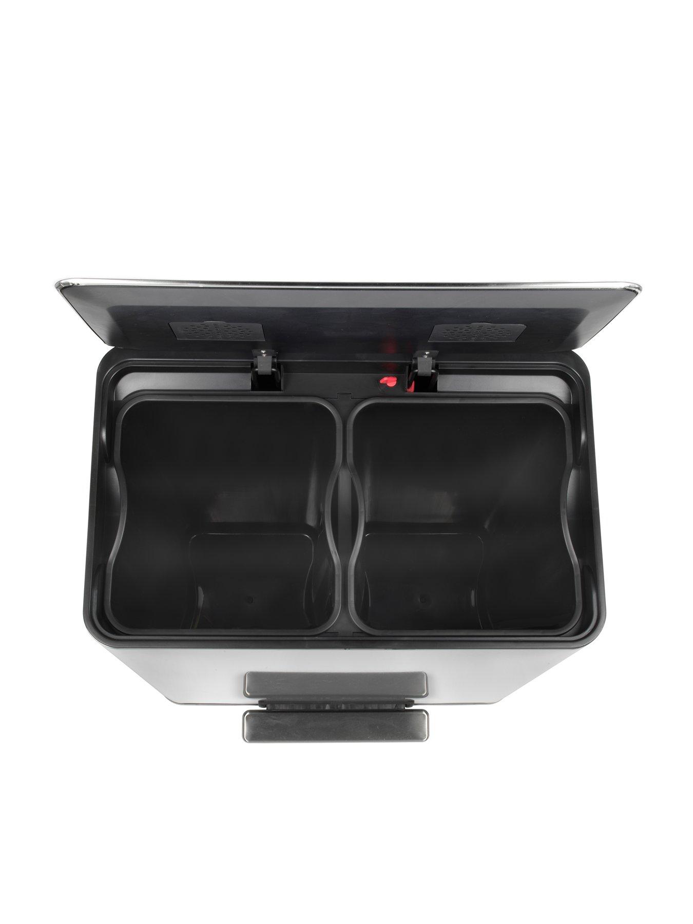  image of salter-ss-dual-recycle-pedal-bin--nbspsilver
