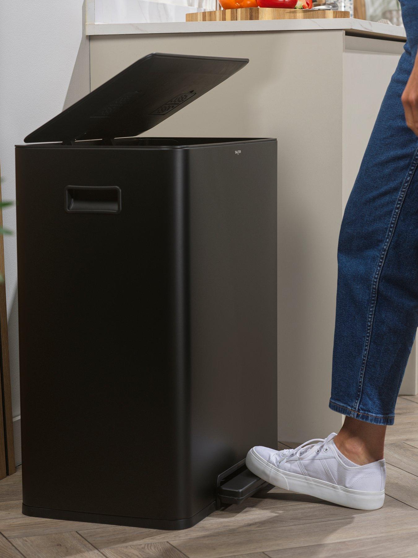  image of salter-ss-dual-recycle-pedal-bin-black