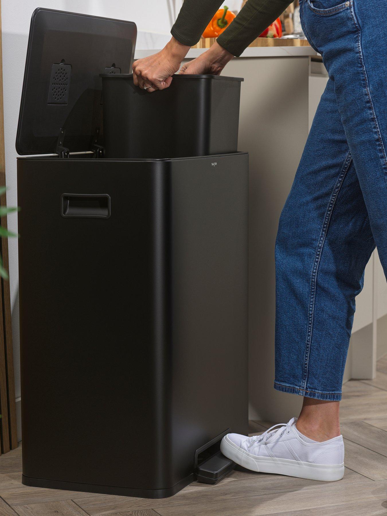  image of salter-ss-dual-recycle-pedal-bin-black