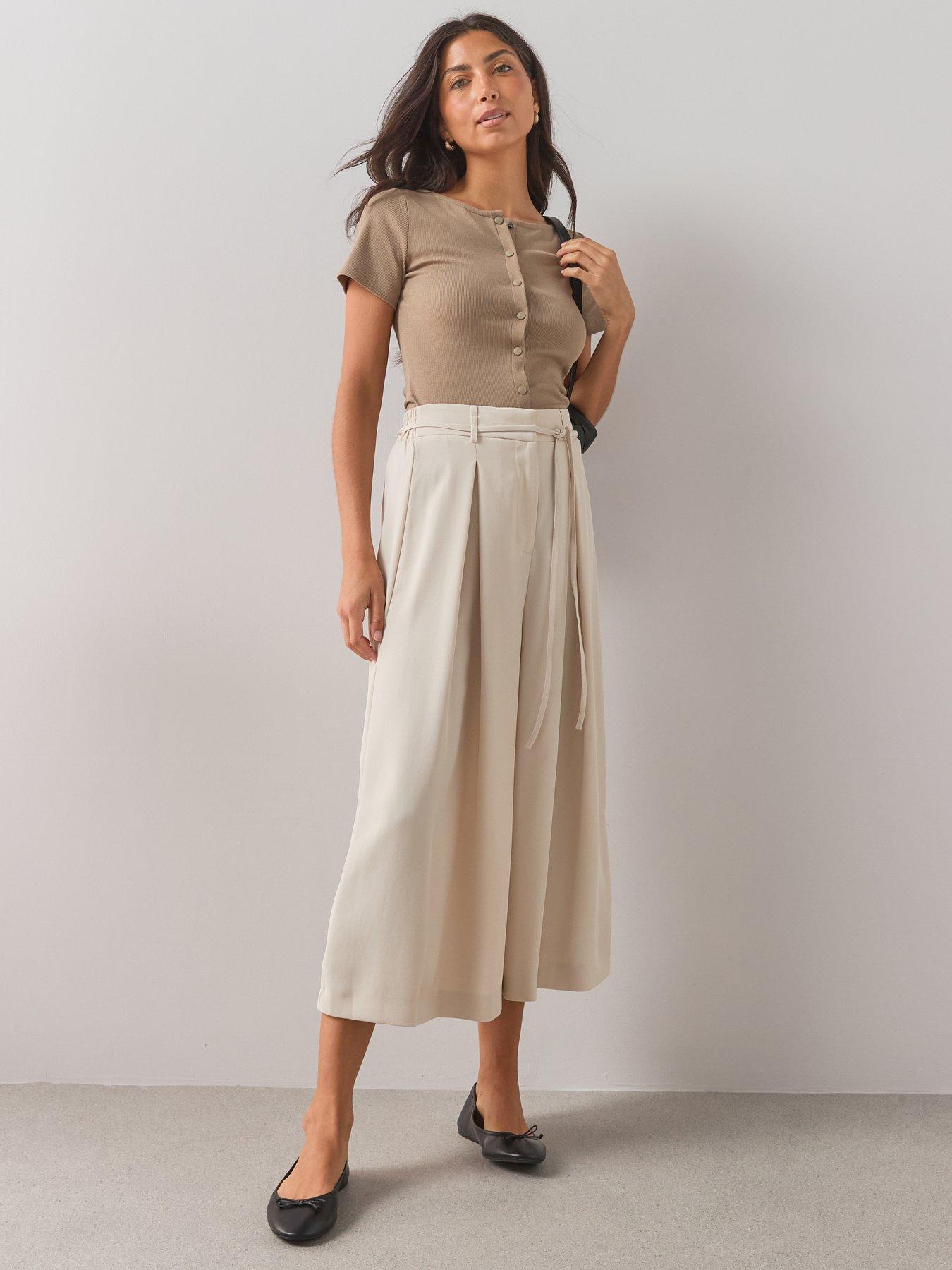 Image 3 of 6 of The Very Collection Popper Front Ribbed T-Shirt - Neutral