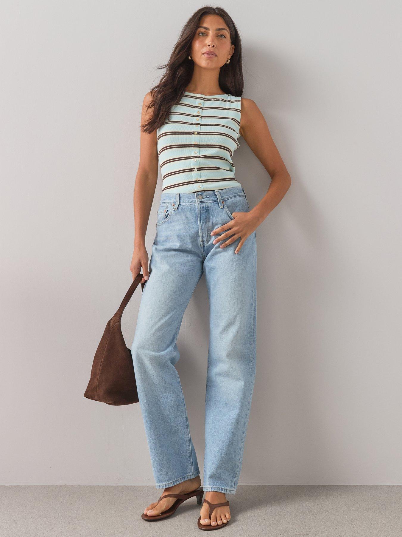 Image 3 of 7 of The Very Collection Stripe Button Thru Ribbed Tank Top - Multi