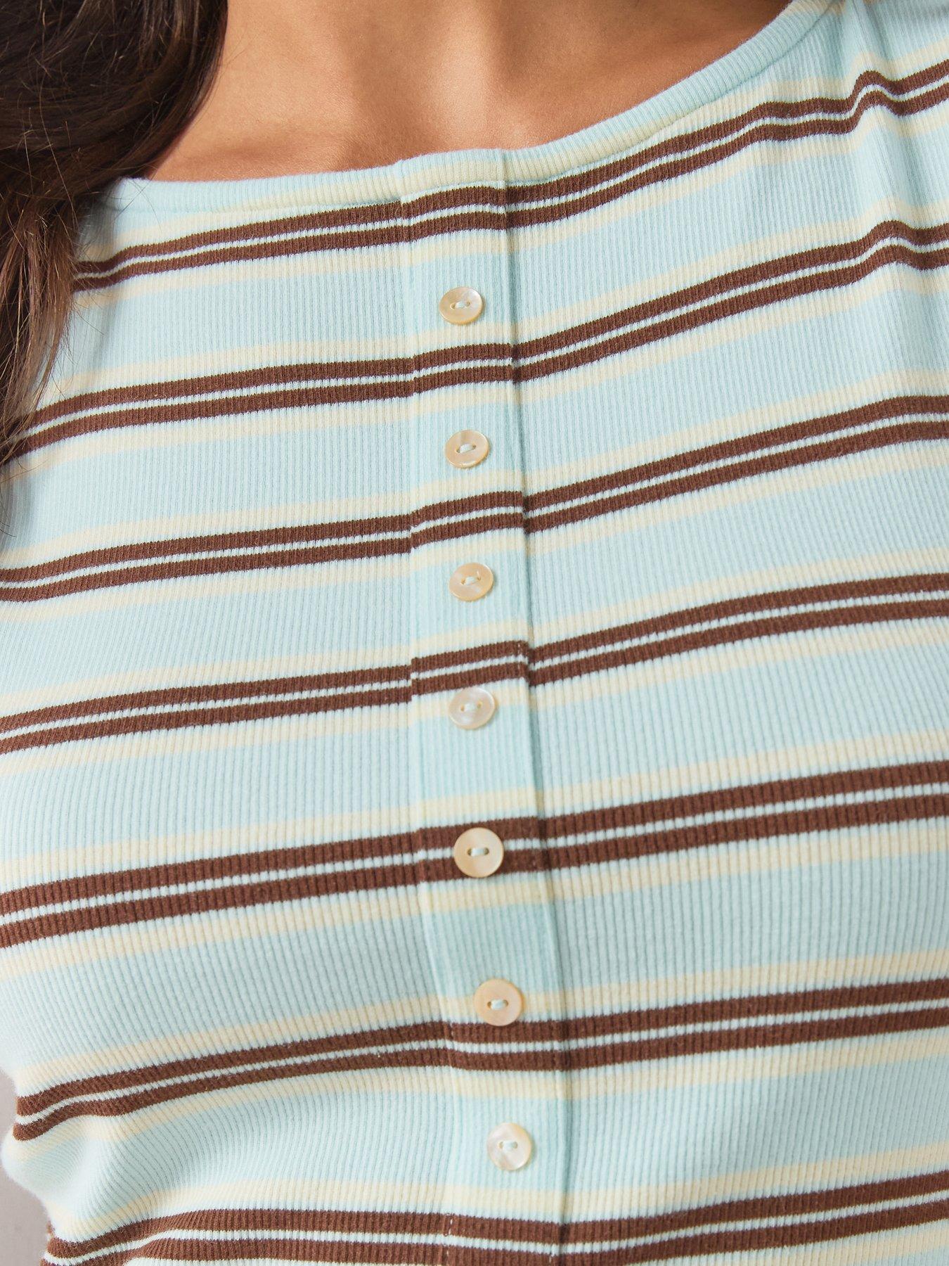 Image 6 of 7 of The Very Collection Stripe Button Thru Ribbed Tank Top - Multi