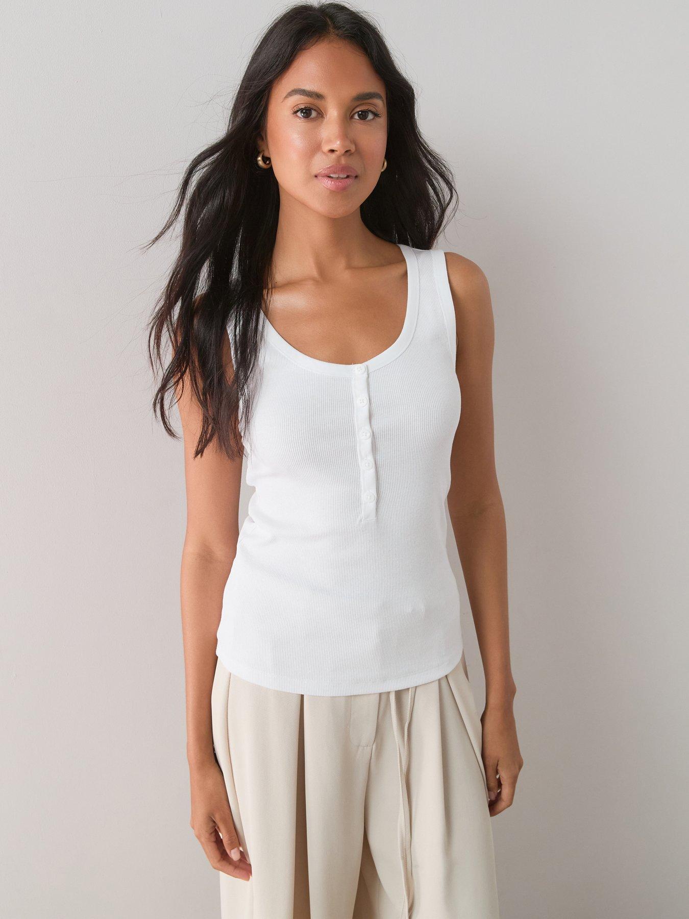 The Very Collection Scoop Henley Vest - White