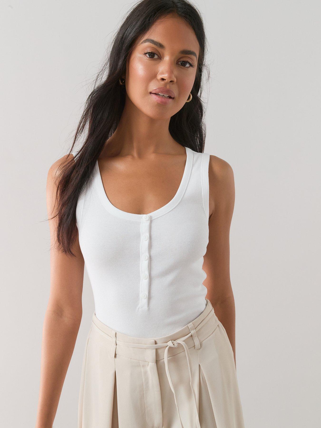Image 4 of 7 of The Very Collection Scoop Henley Vest - White