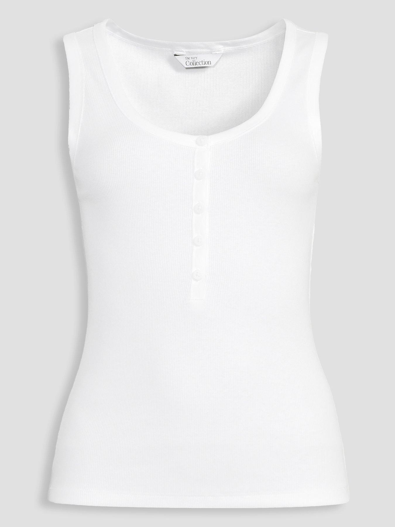 Image 7 of 7 of The Very Collection Scoop Henley Vest - White