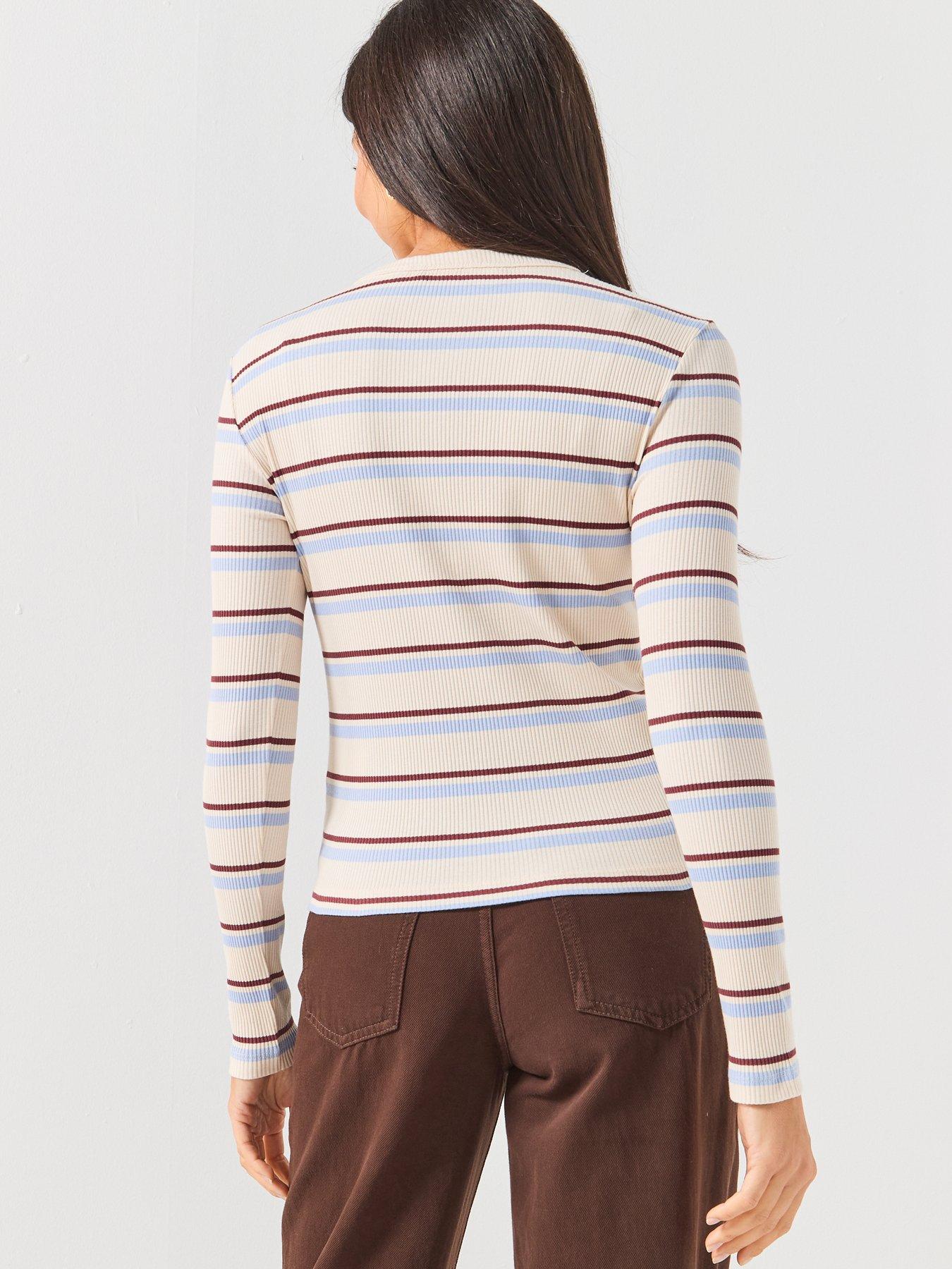  image of vero-moda-vmkatie-long-sleeve-o-neck-top-brownblue