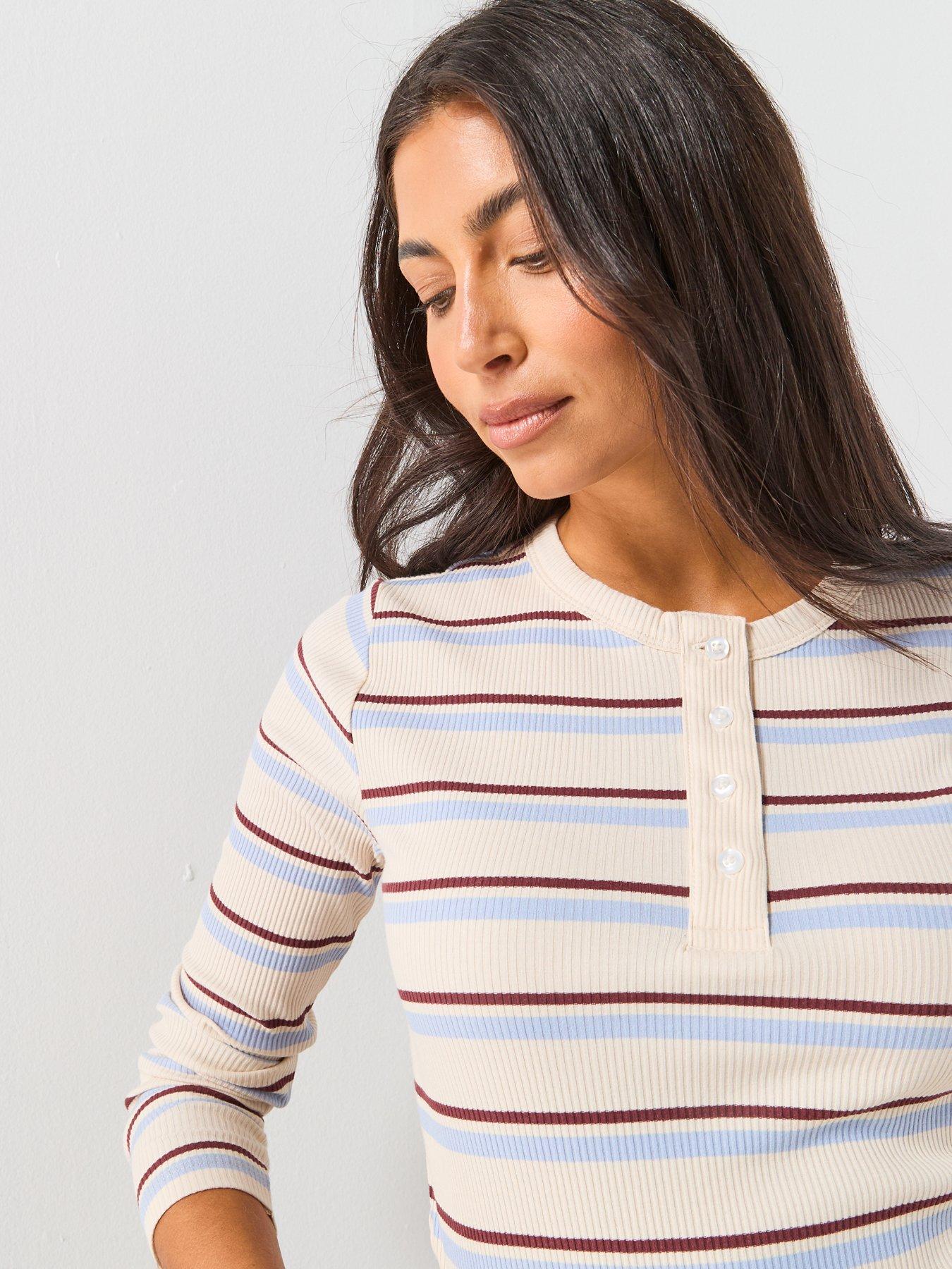  image of vero-moda-vmkatie-long-sleeve-o-neck-top-brownblue