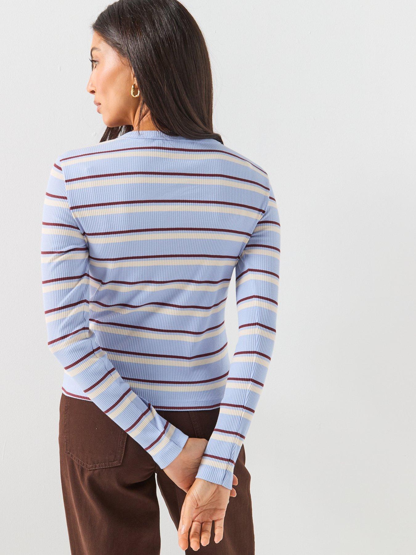 Image 2 of 5 of Vero Moda Vmkatie Long Sleeve Striped Top - Blue