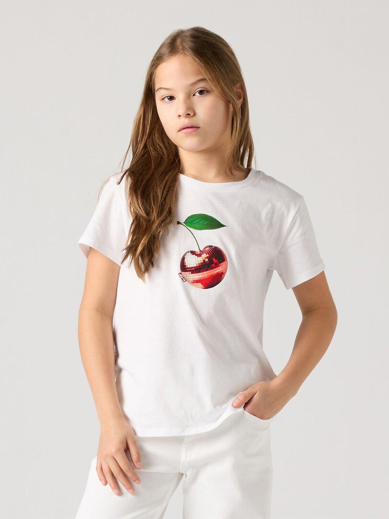 Levi's Girls Disco Cherry Short Sleeve T-Shirt - White