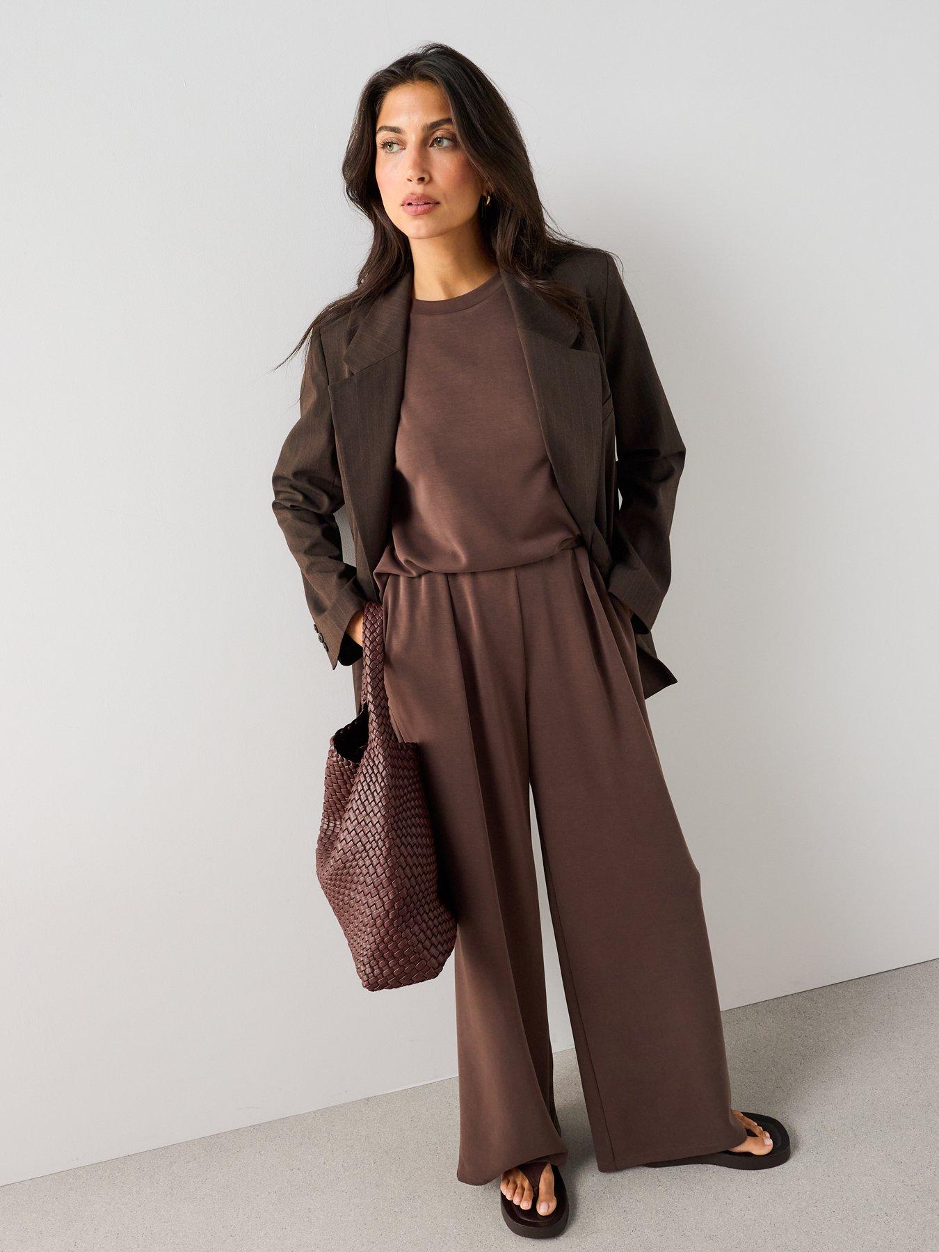Image 6 of 7 of The Very Collection Modal Wide Leg Trouser Co-Ord - Brown