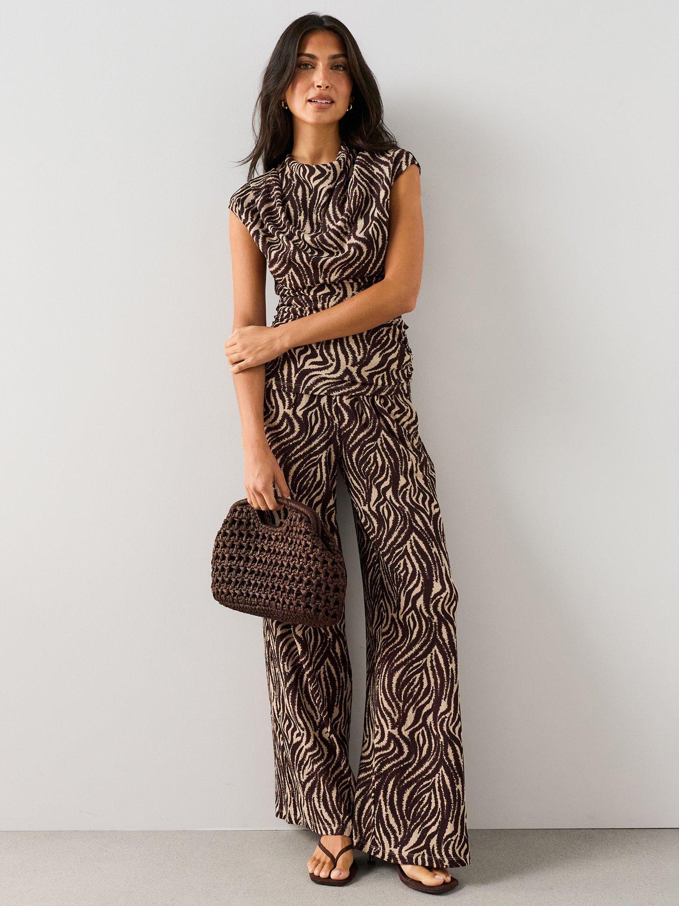 The Very Collection PRINTED CRINKLE WIDE LEG TROUSER CO-ORD