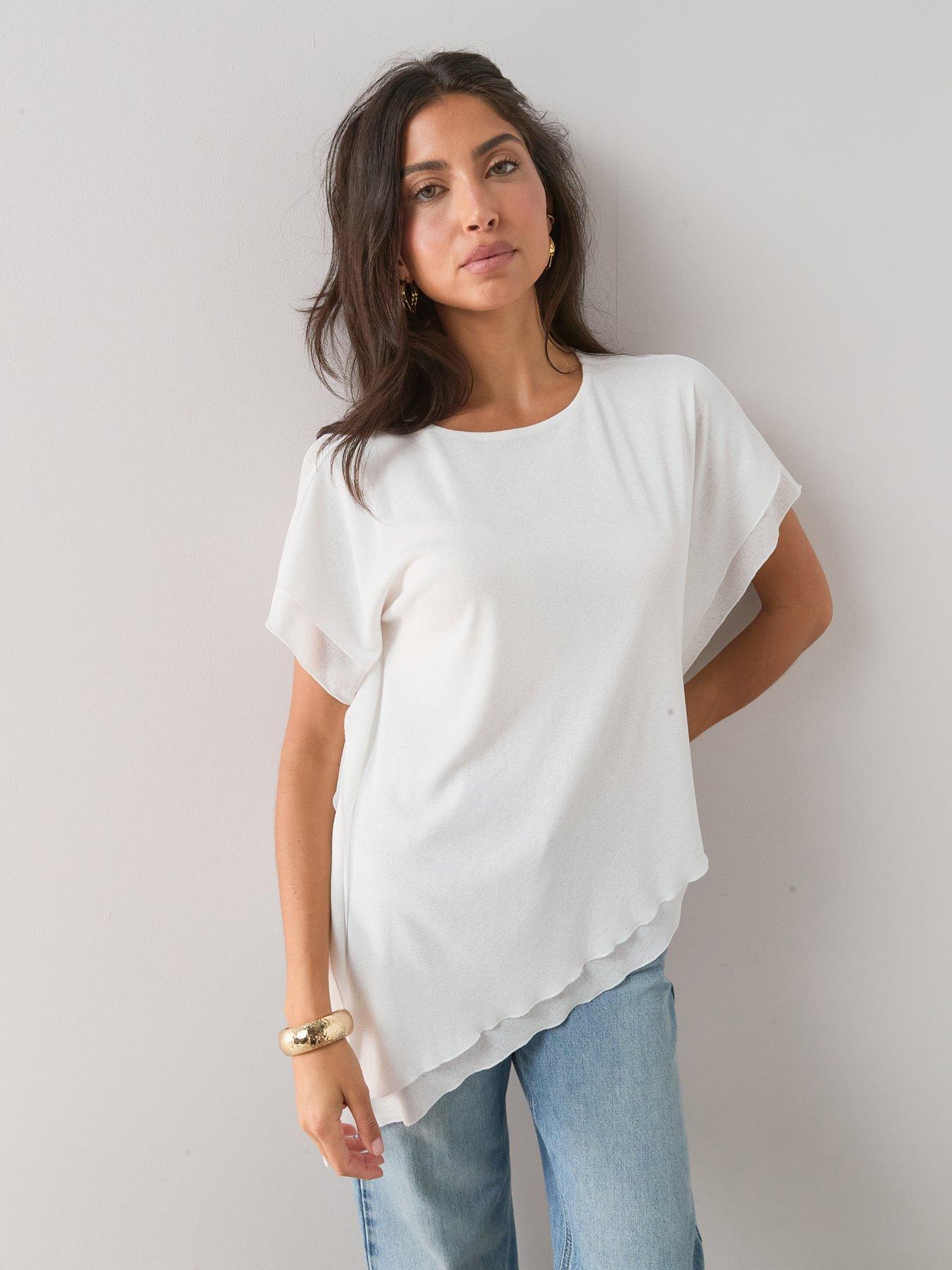The Very Collection Asymmetric Draped Top- White