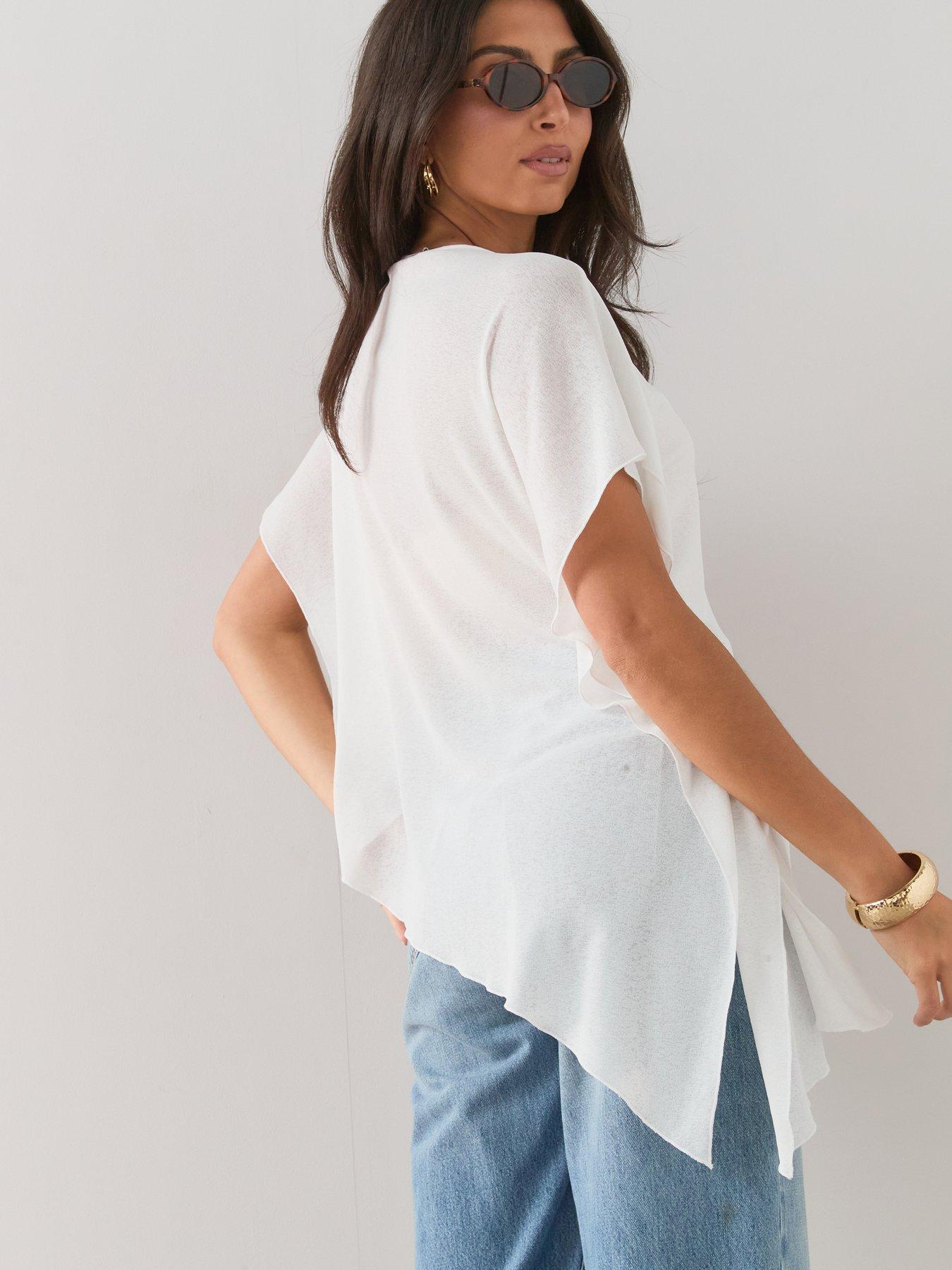 Image 2 of 7 of The Very Collection Asymmetric Draped Top- White
