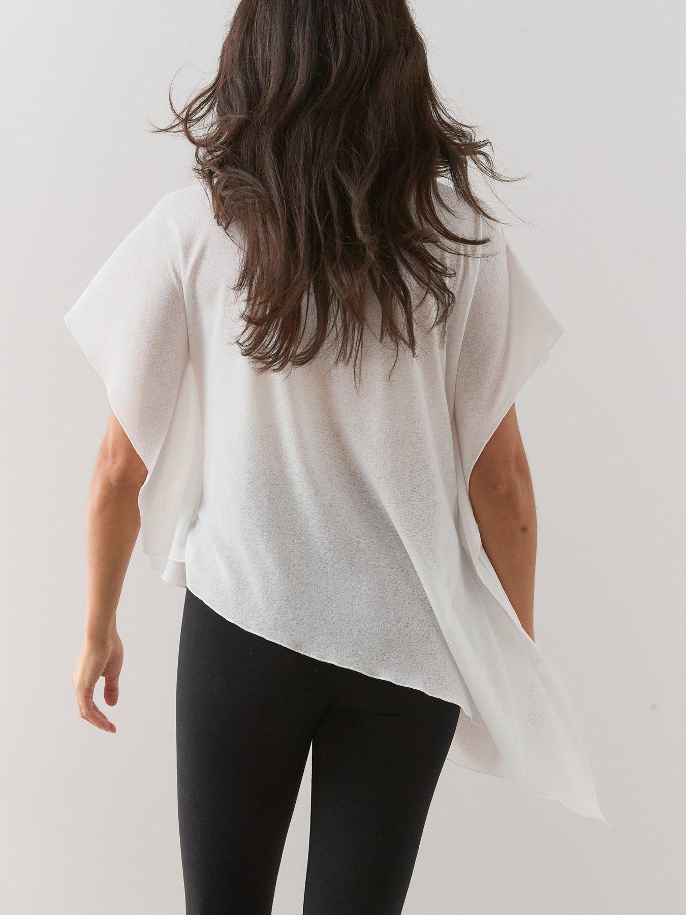 Image 5 of 7 of The Very Collection Asymmetric Draped Top- White