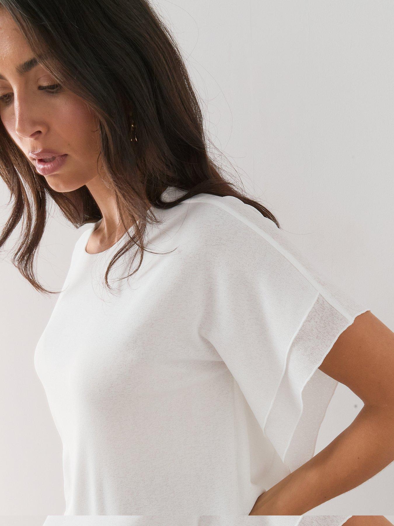Image 6 of 7 of The Very Collection Asymmetric Draped Top- White
