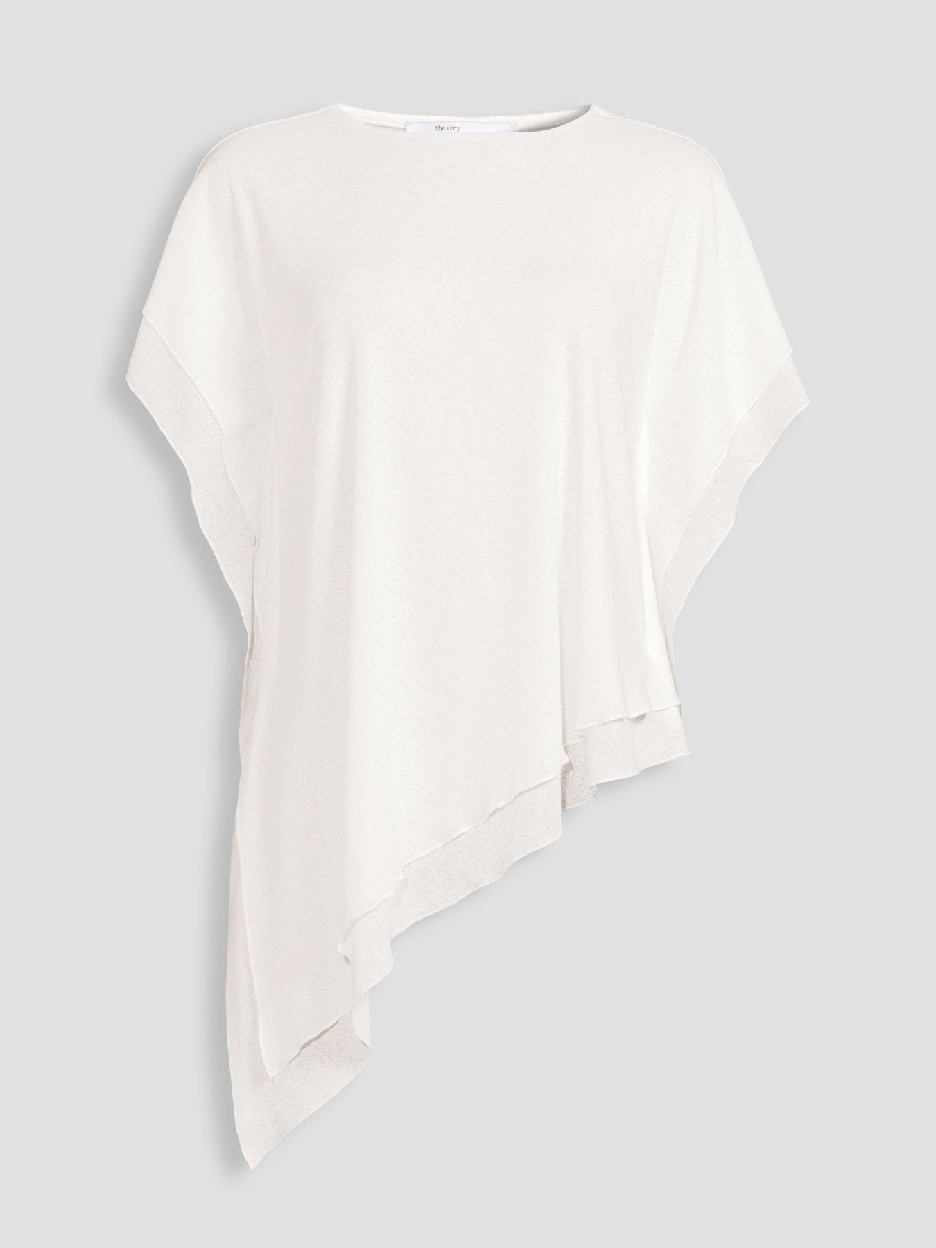 Image 7 of 7 of The Very Collection Asymmetric Draped Top- White