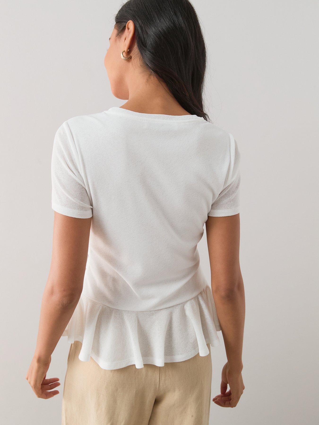 Image 2 of 7 of The Very Collection Ruched Side Peplum Top - White