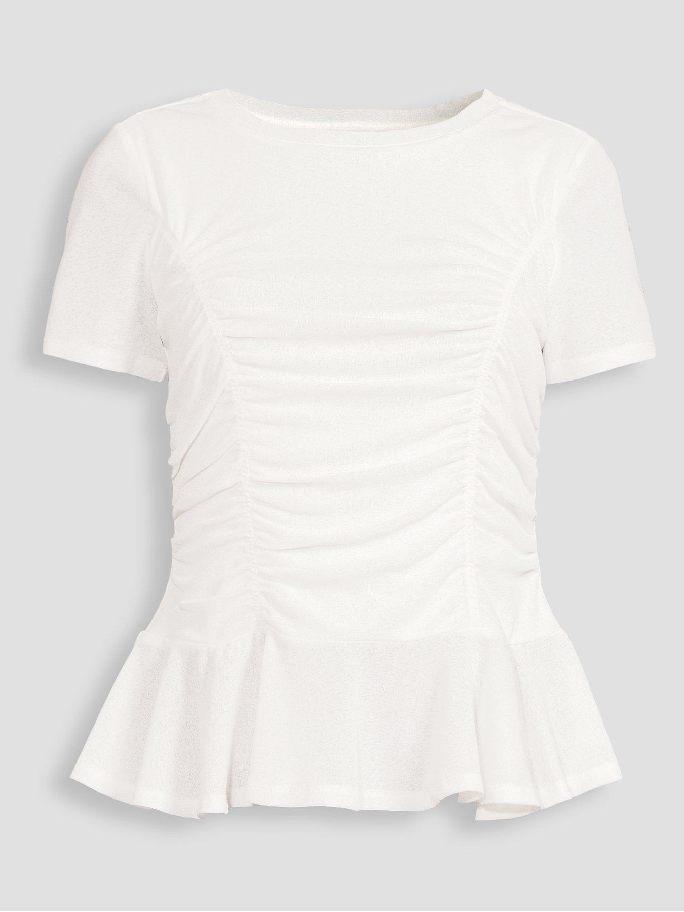 Image 7 of 7 of The Very Collection Ruched Side Peplum Top - White