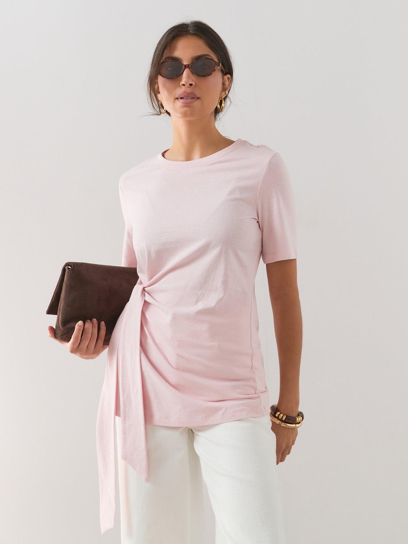 The Very Collection Women's Knot Front Plain Top - Pink
