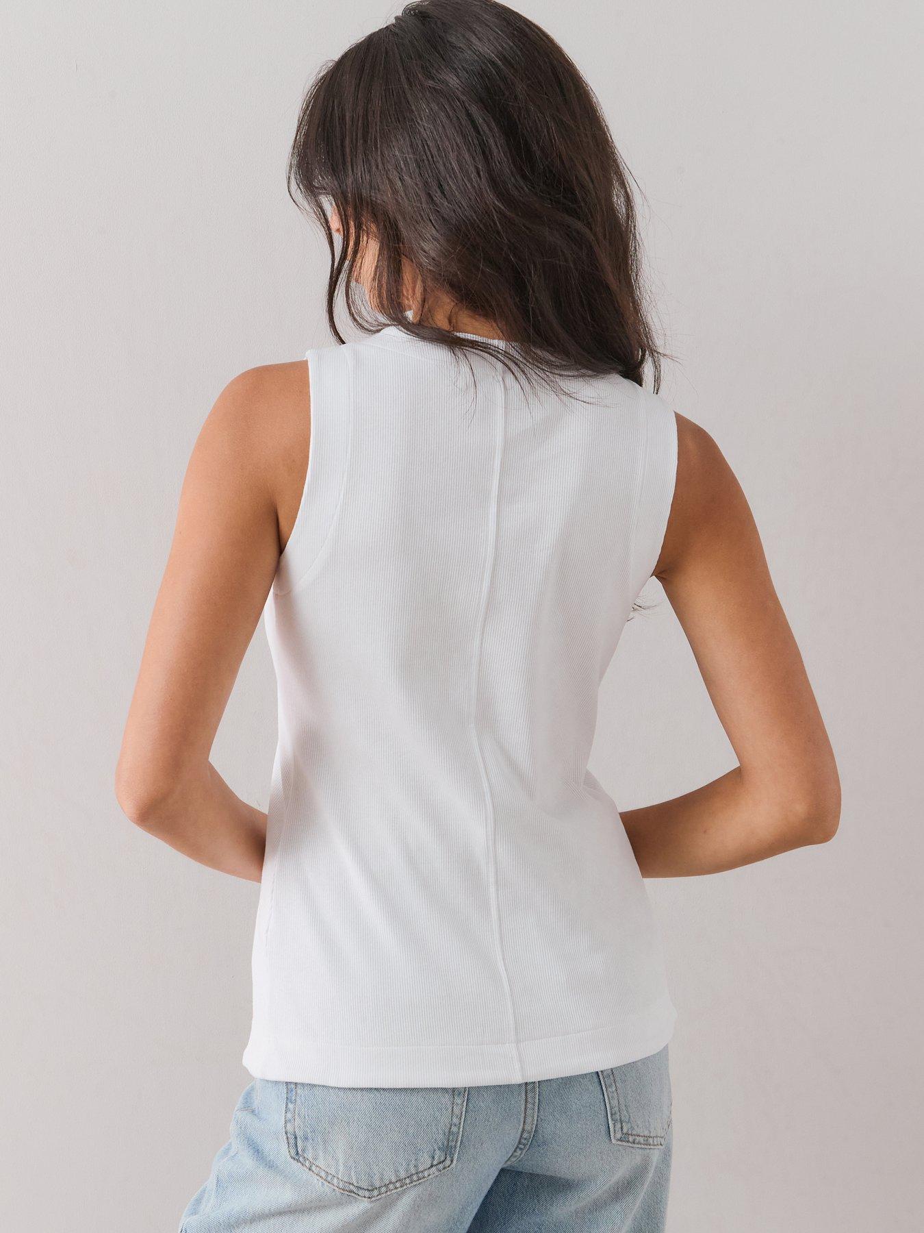 Image 2 of 7 of The Very Collection Rib Waistcoat Top - White
