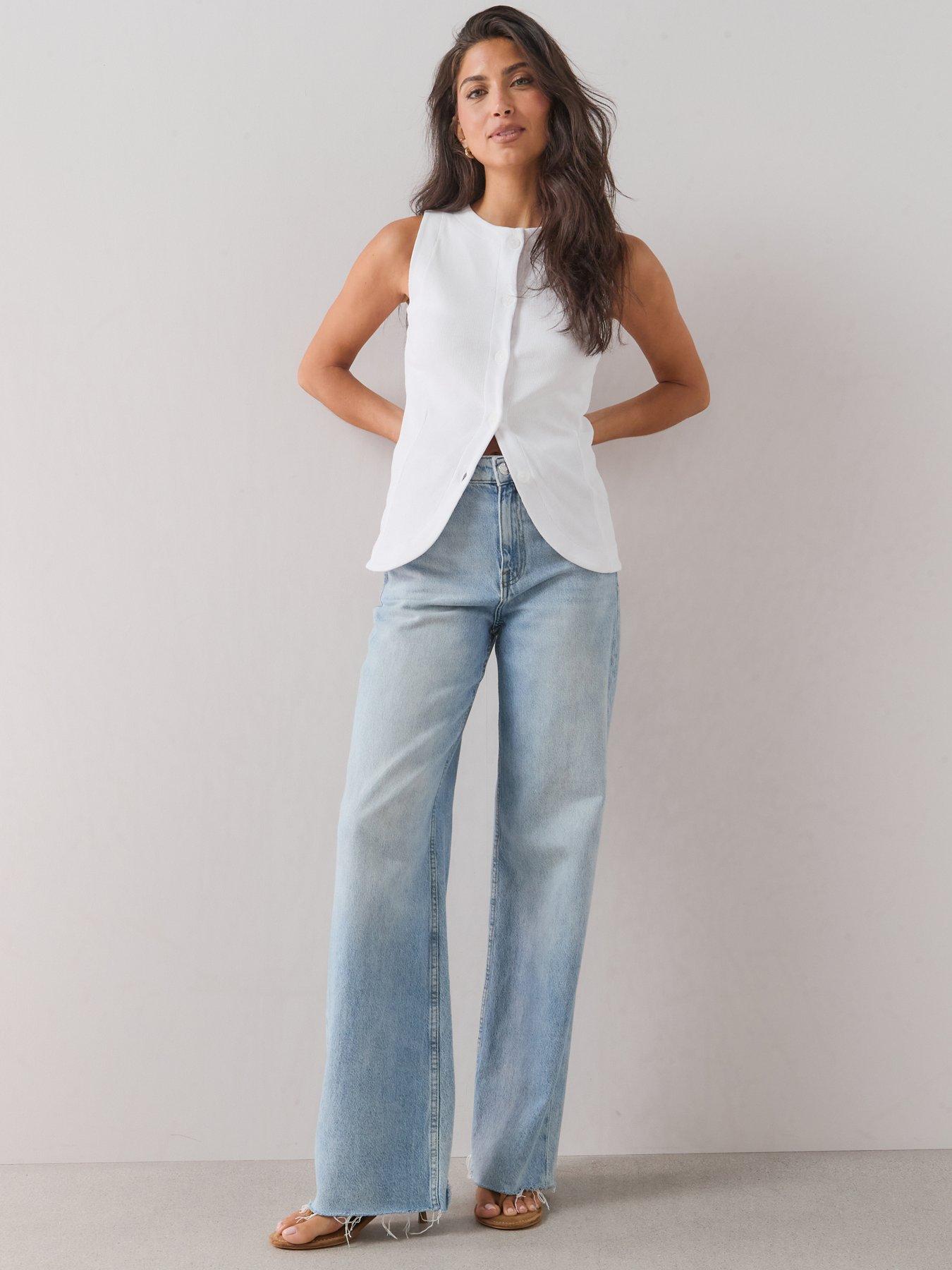 Image 3 of 7 of The Very Collection Rib Waistcoat Top - White