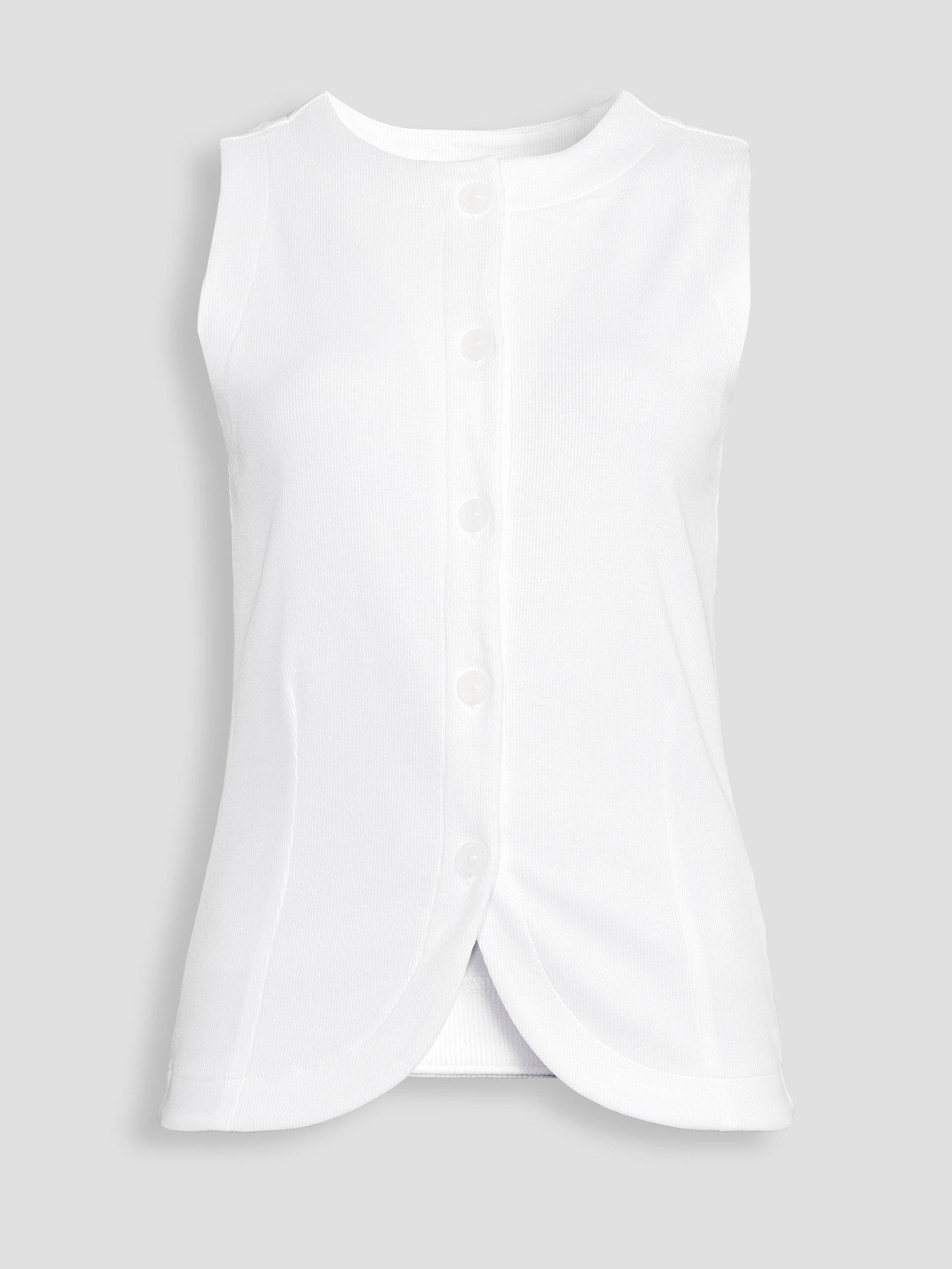 Image 7 of 7 of The Very Collection Rib Waistcoat Top - White