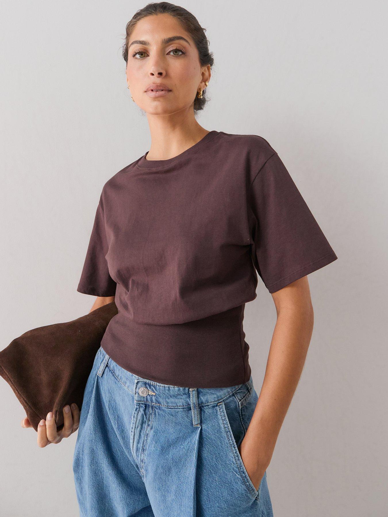 The Very Collection Rib Waistband Top - Brown