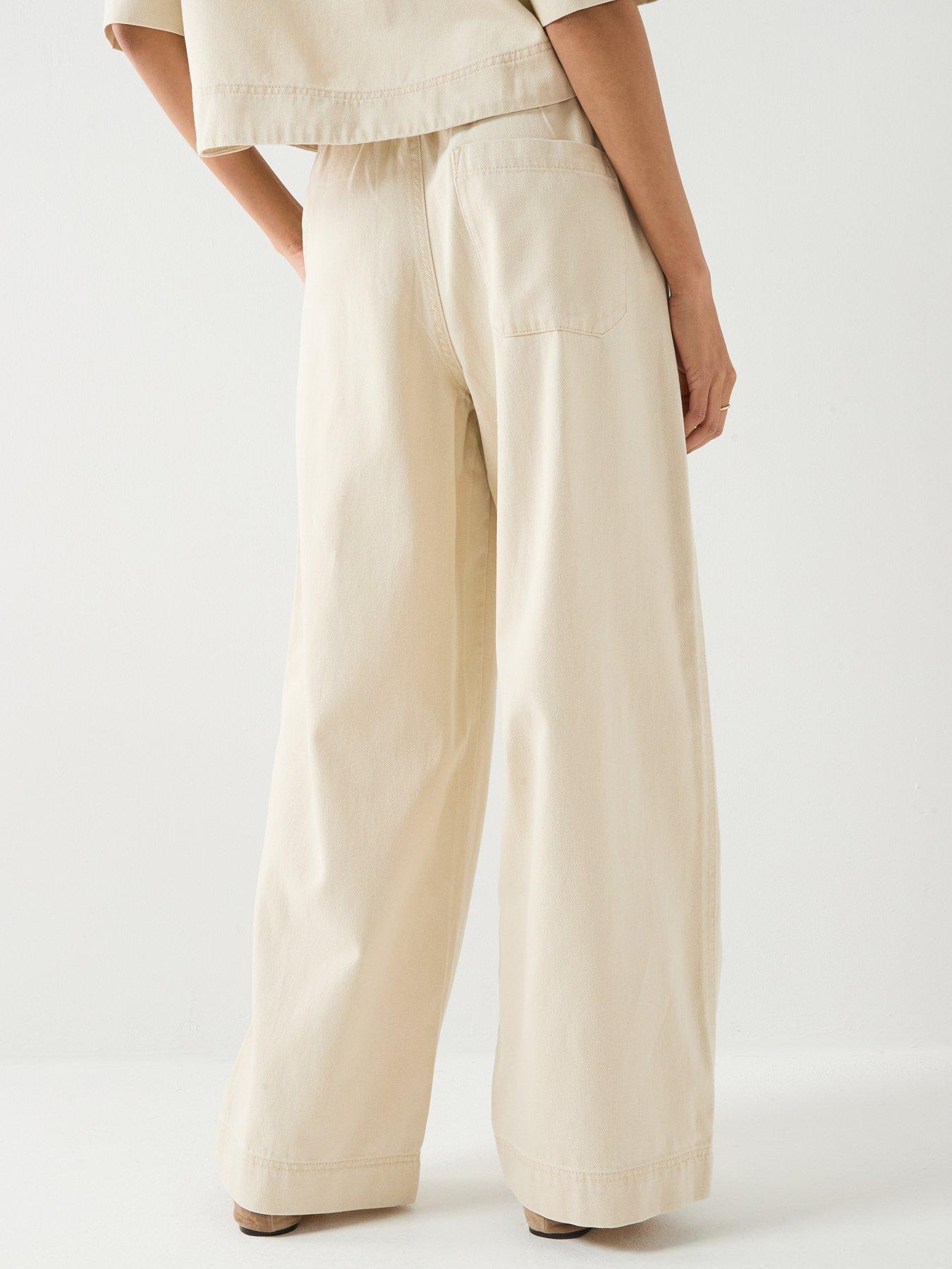  image of only-onlmaisa-pull-up-wide-leg-trousers-cream