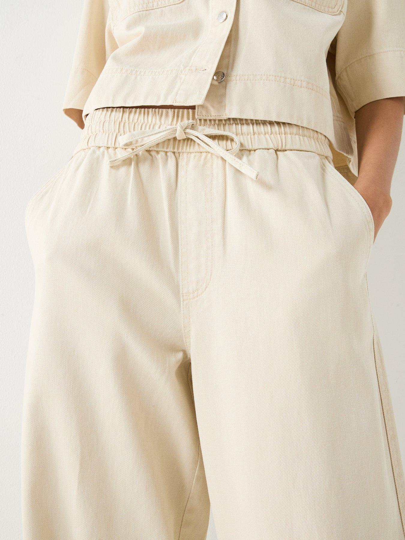 Image 6 of 6 of Only Maisa Pull Up Wide Leg Co-ord Trouser - Cream