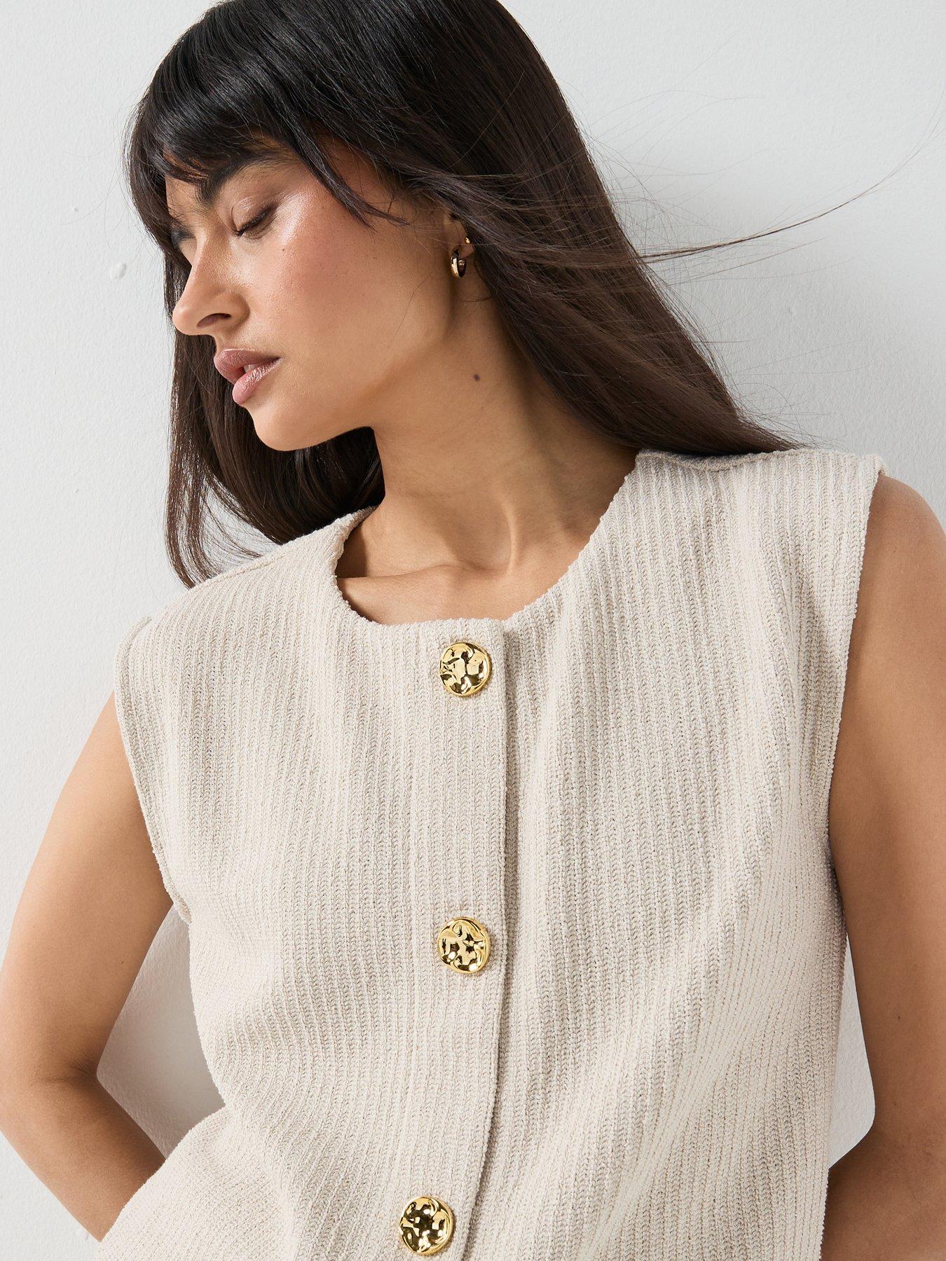 Image 4 of 5 of Only Onlvicki Button Vest - Pumice Stone