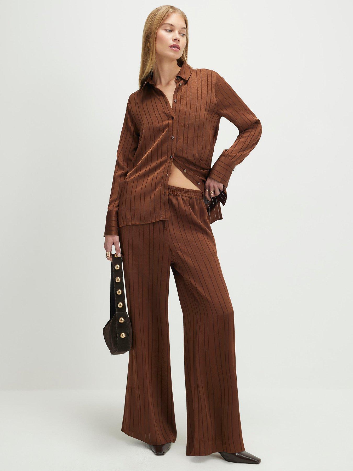 River Island Stripe Trousers - Brown