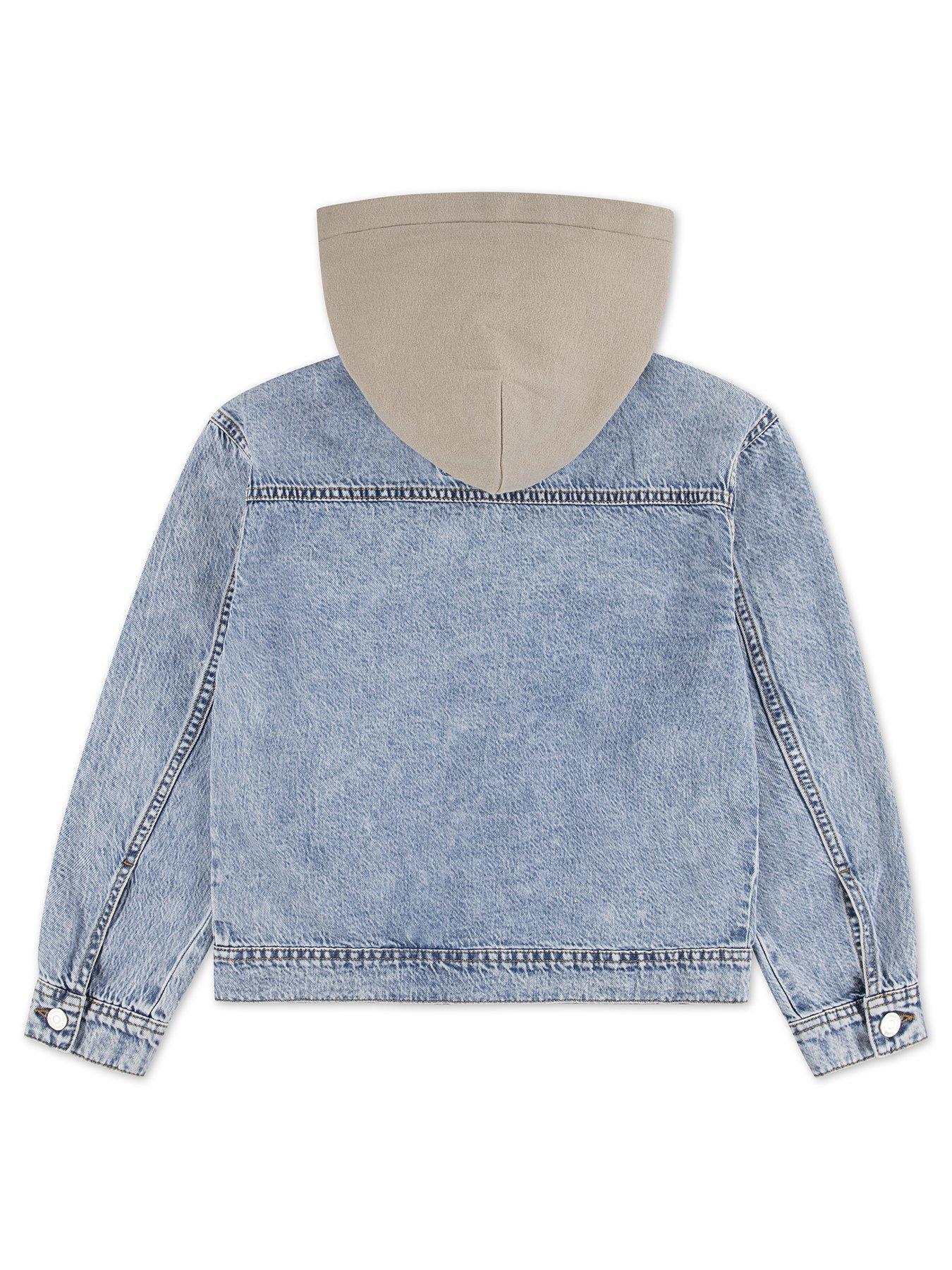 Image 2 of 3 of Abercrombie & Fitch Boys Hooded Denim Jacket - Blue
