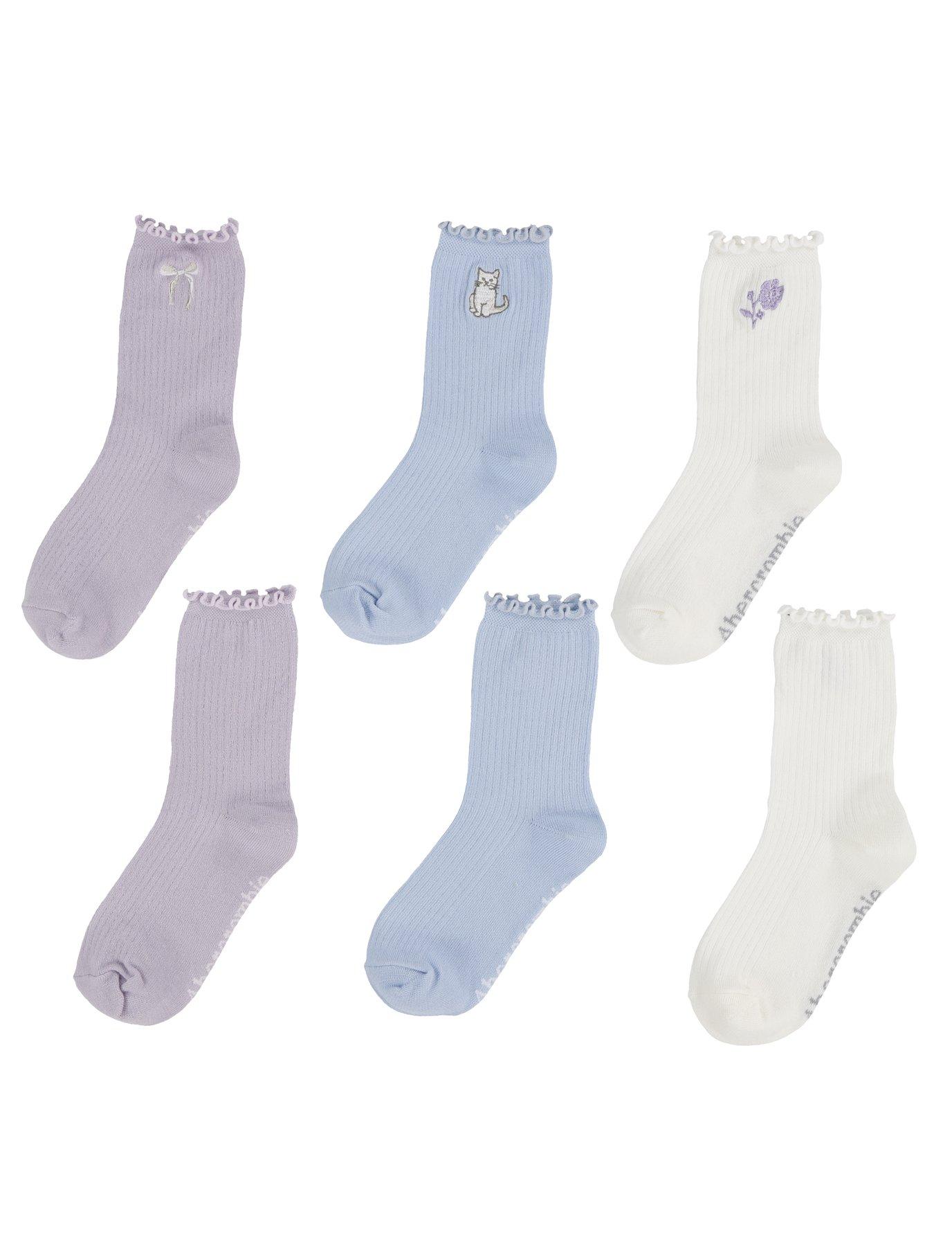 Abercrombie & Fitch Girls 3 Pack Half-Crew Ruffle Socks - Multi