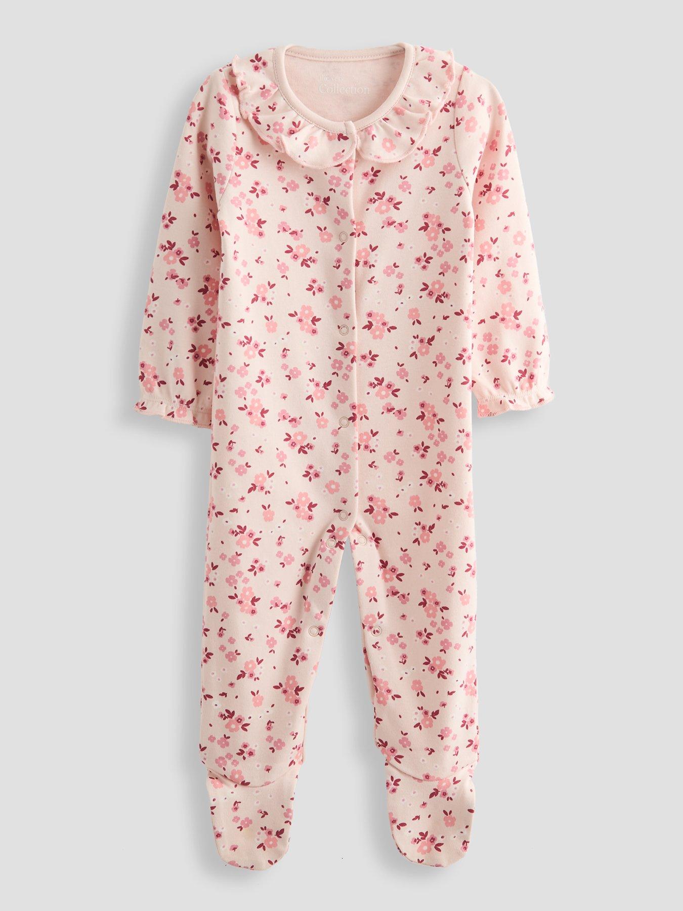 The Very Collection Baby Girl Ditsy Floral Print Frill Sleepsuit - Pink