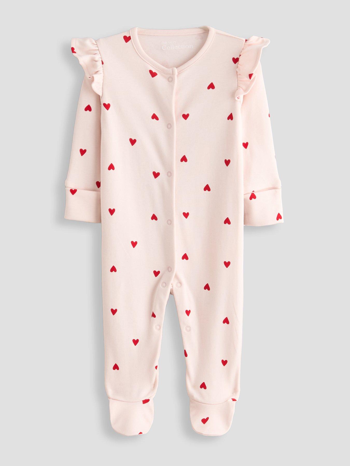 Image 2 of 5 of The Very Collection Baby Girl 3 Pack Frill Shoulder Sleepsuits - Red
