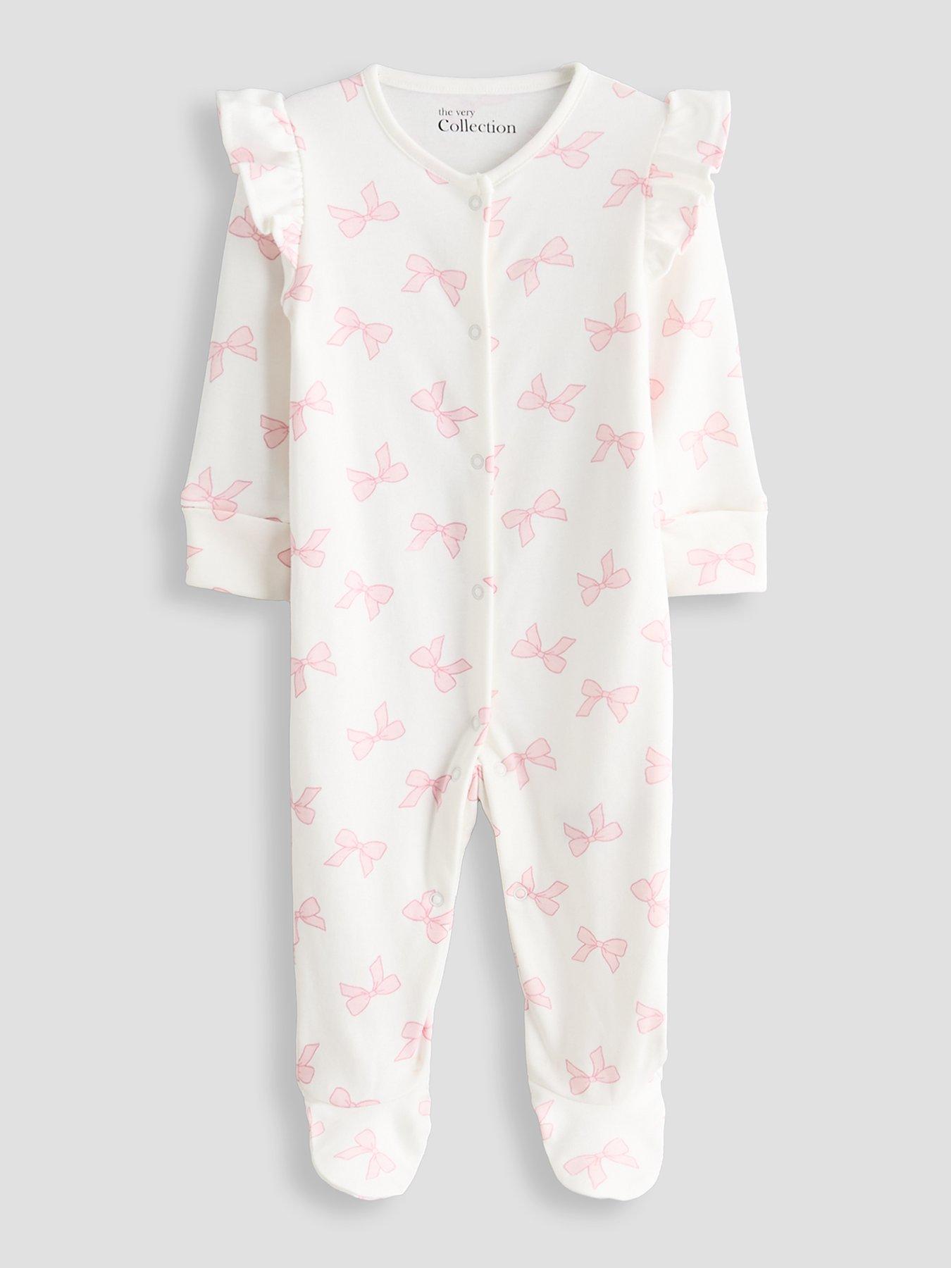 Image 3 of 5 of The Very Collection Baby Girl 3 Pack Frill Shoulder Sleepsuits - Red