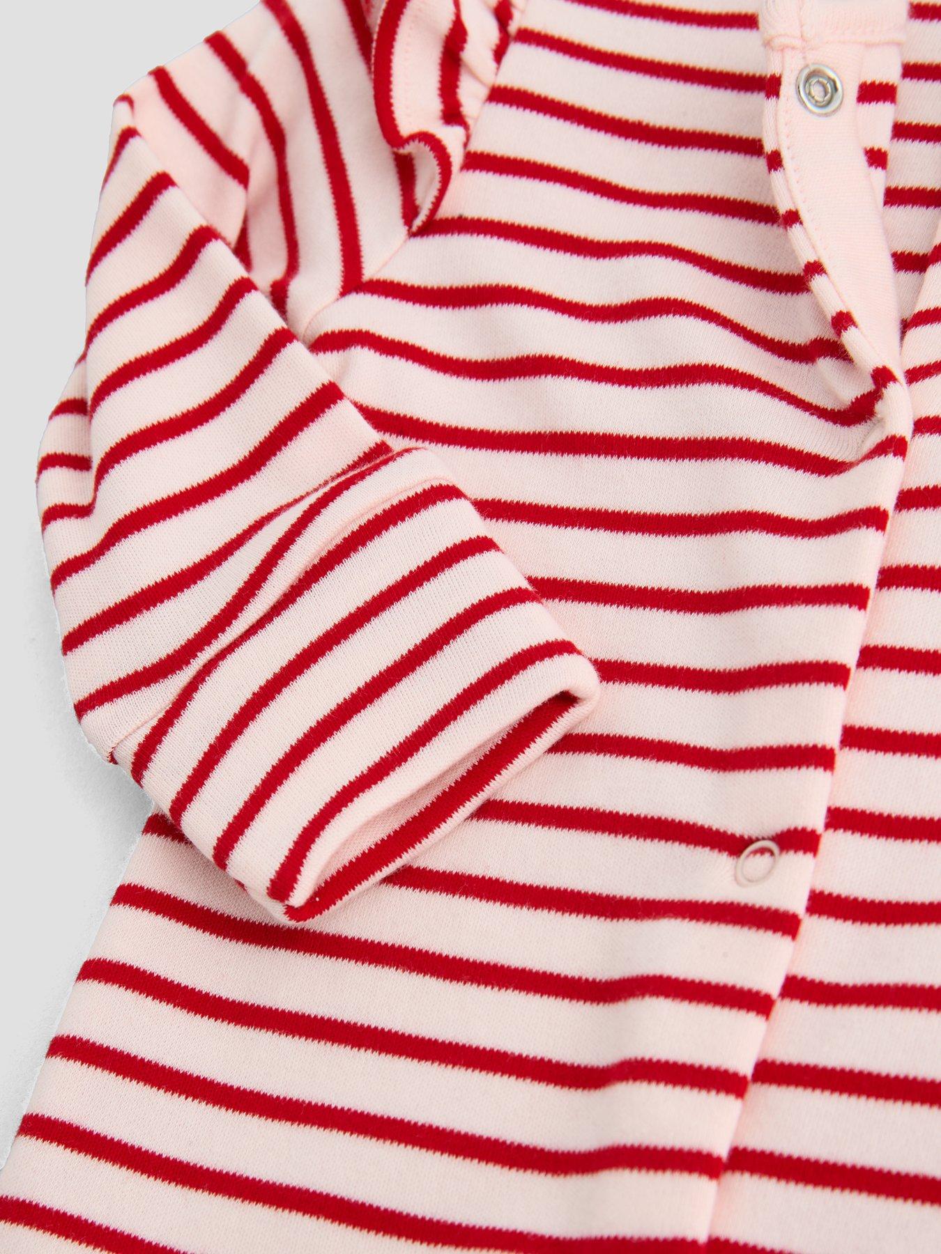 Image 5 of 5 of The Very Collection Baby Girl 3 Pack Frill Shoulder Sleepsuits - Red