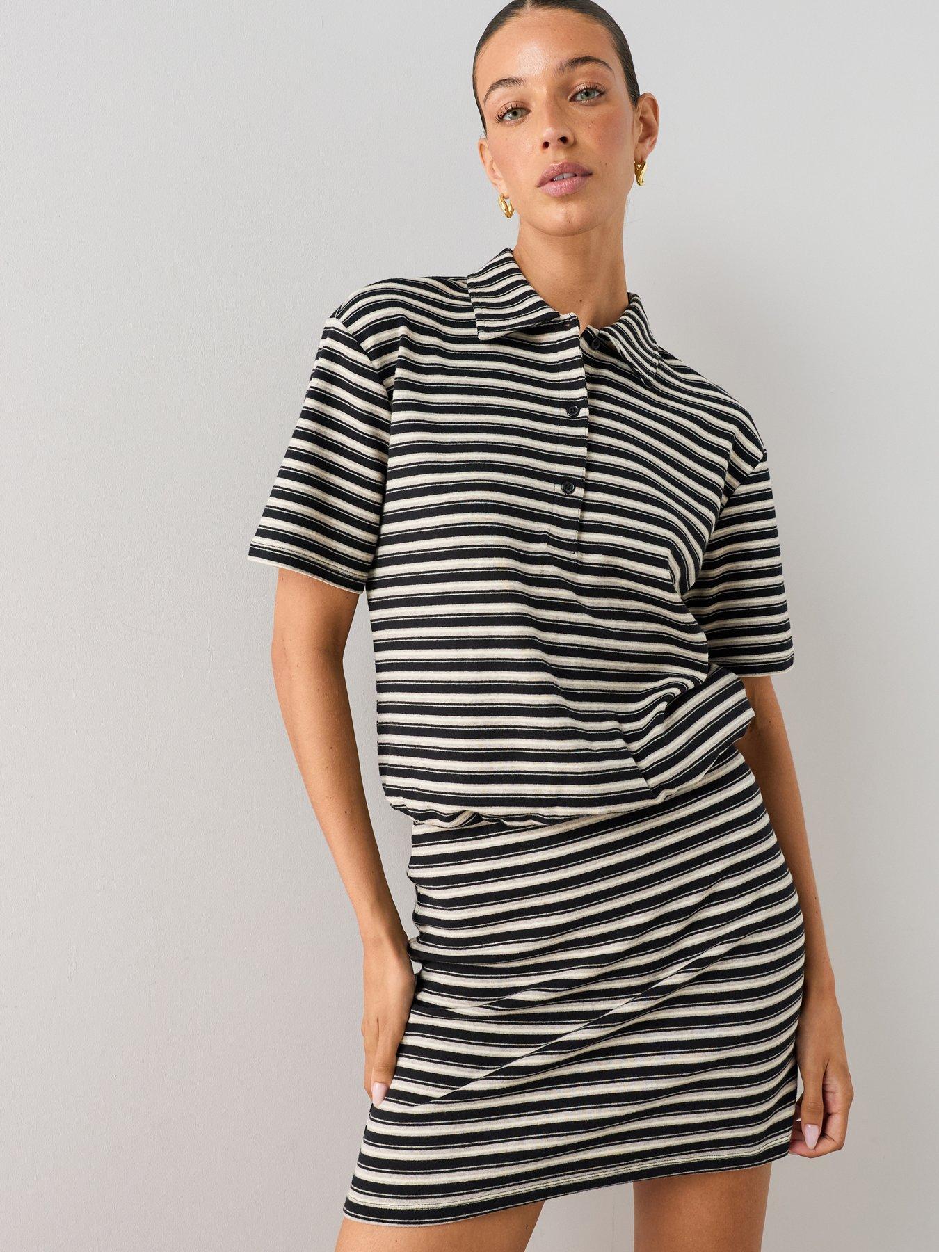 The Very Collection Stripe Mini Skirt Co-ord - Black/grey