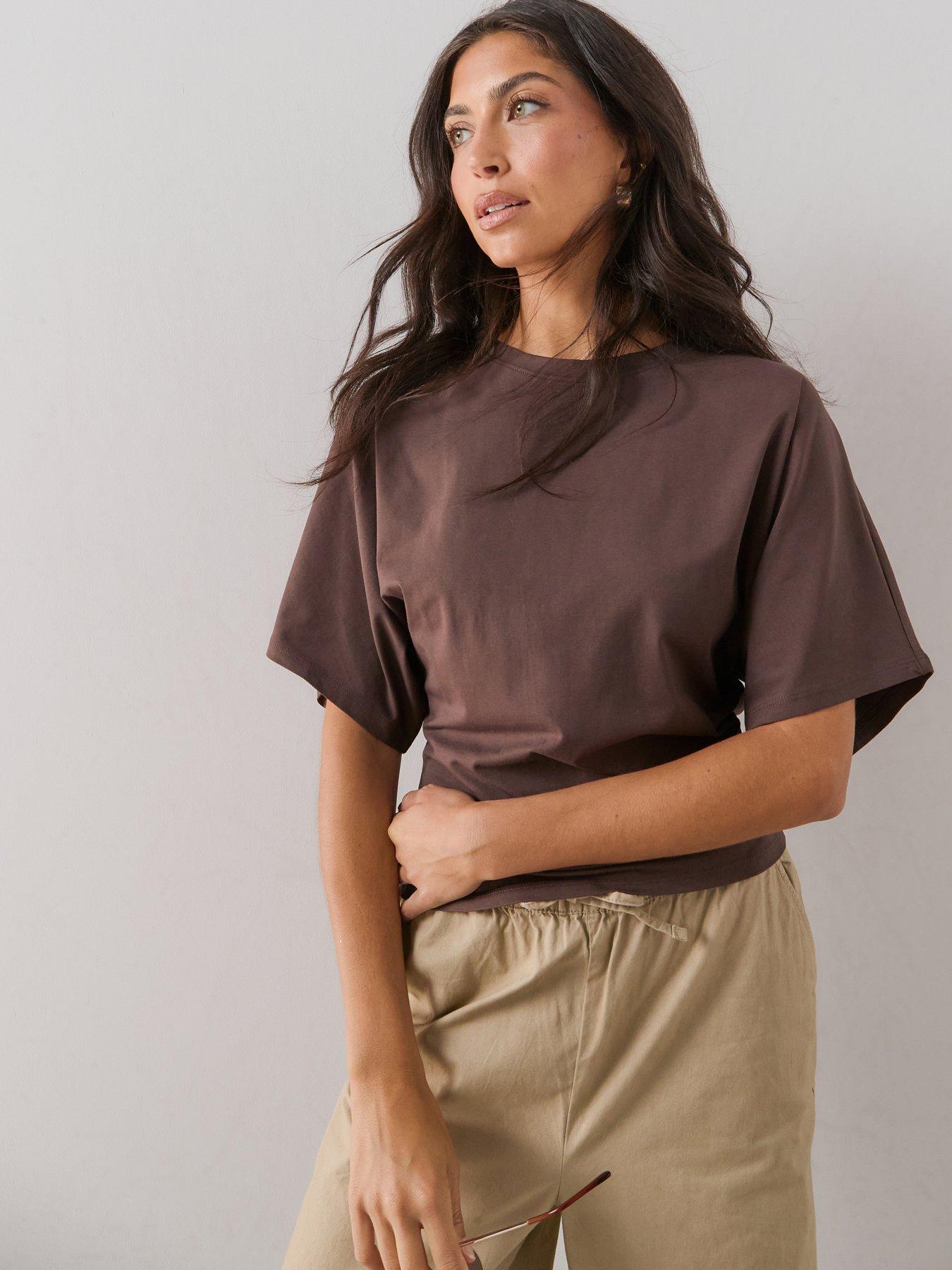 The Very Collection Batwing Boxy Tee - Brown