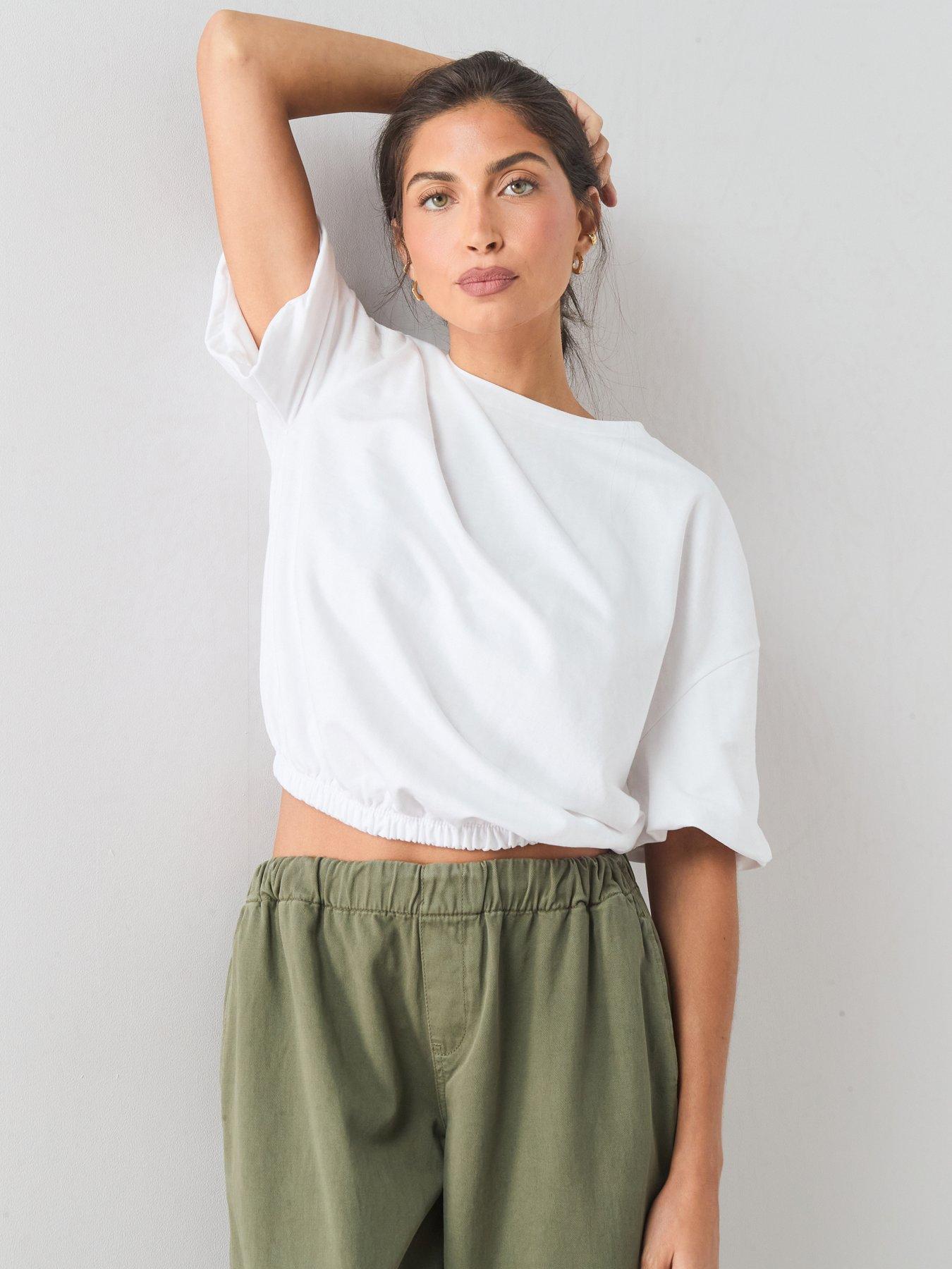 The Very Collection Bubble Hem Short Sleeve Tee - White