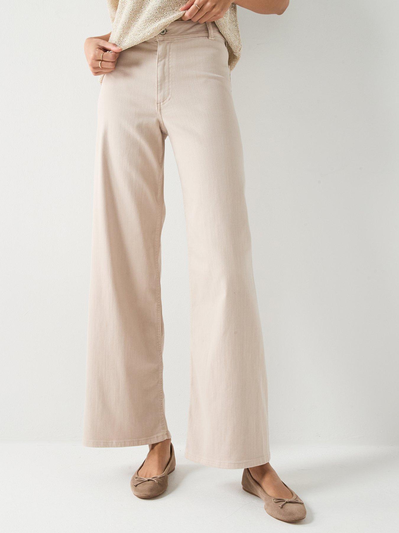 JDY Wide Leg Stretch Pants - Beige