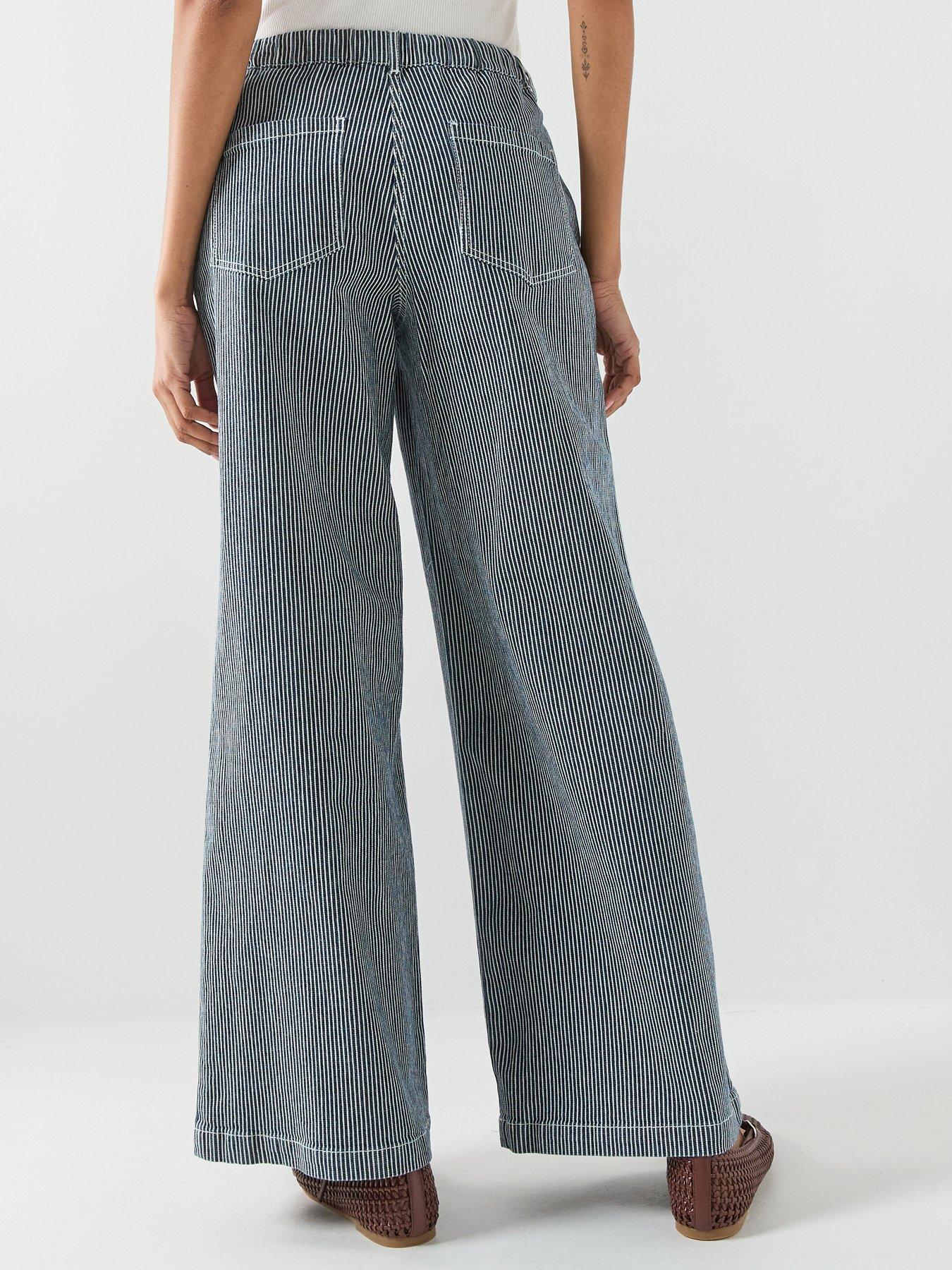 Image 2 of 6 of JDY Jdynikita Wide Leg Striped Trousers - Blue
