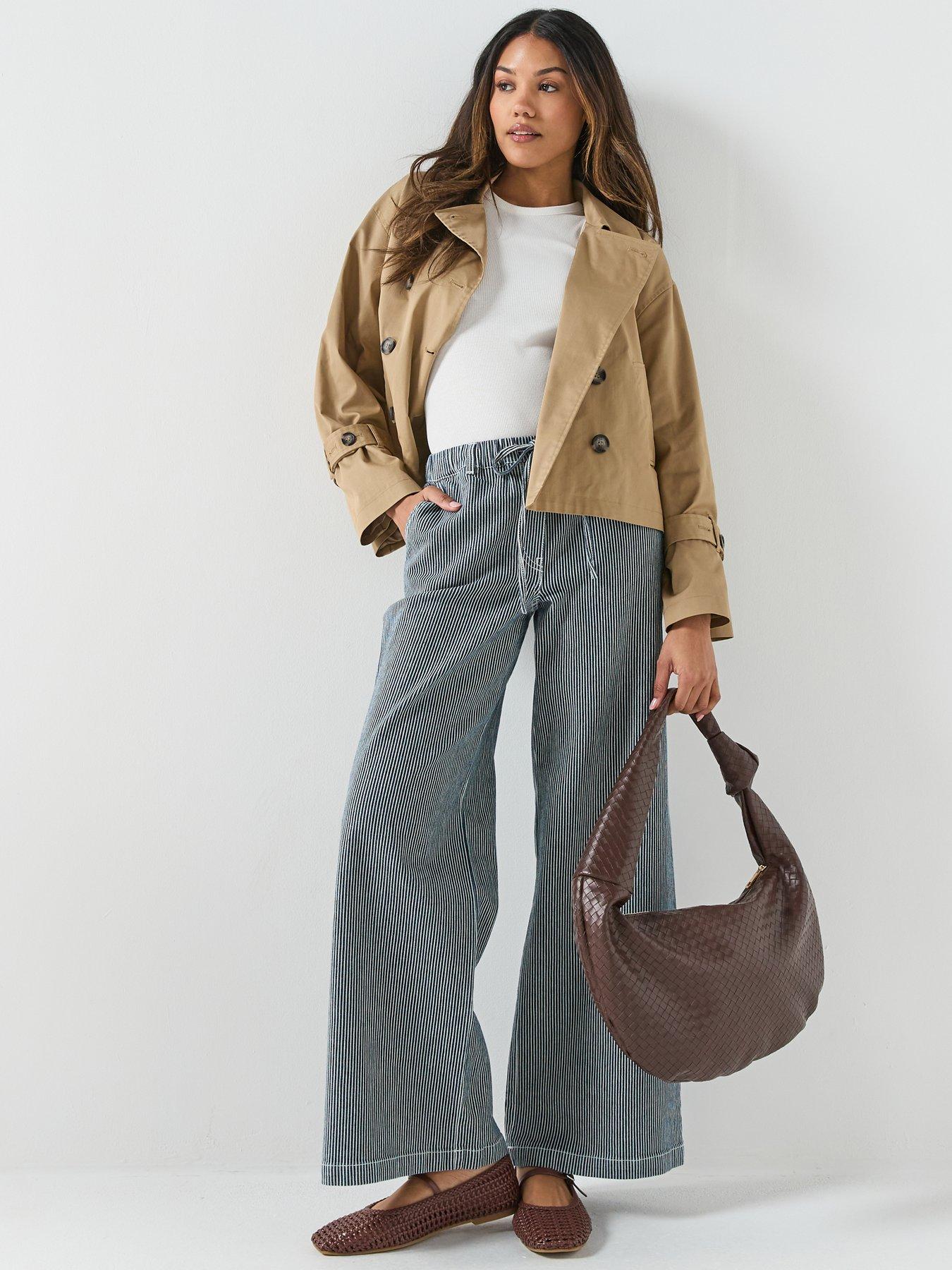 Image 3 of 6 of JDY Jdynikita Wide Leg Striped Trousers - Blue