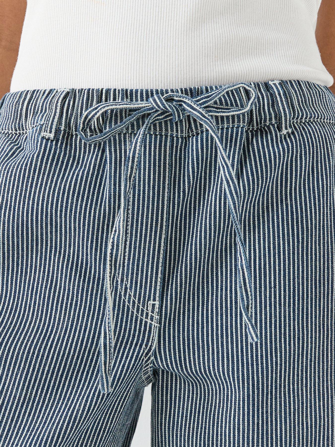 Image 4 of 6 of JDY Jdynikita Wide Leg Striped Trousers - Blue