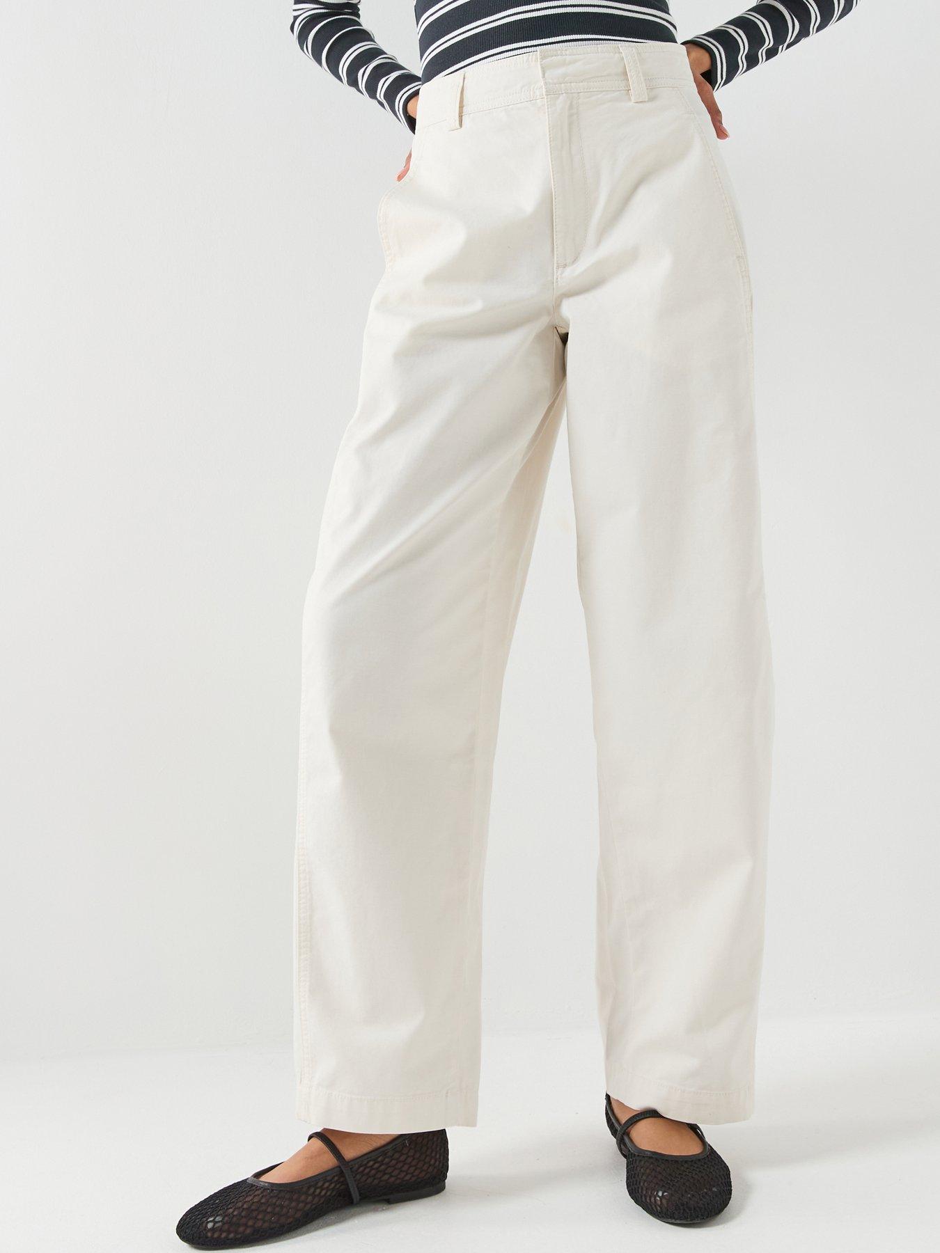 JDY Jdyselma High Waist Barrel Trouser - White