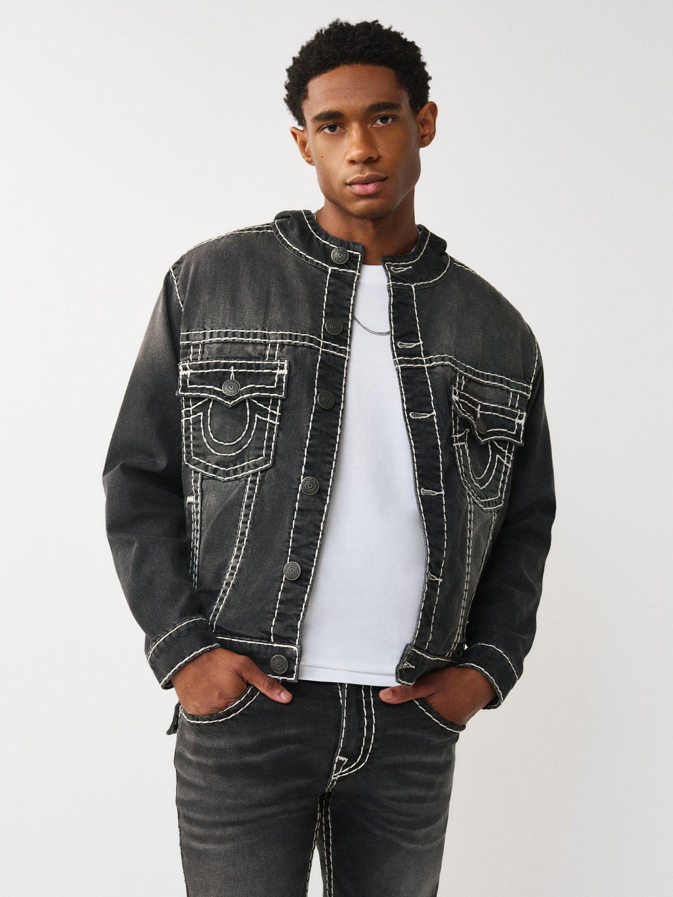 Image 1 of 7 of TRUE RELIGION Super T Hooded Denim Jacket - Black