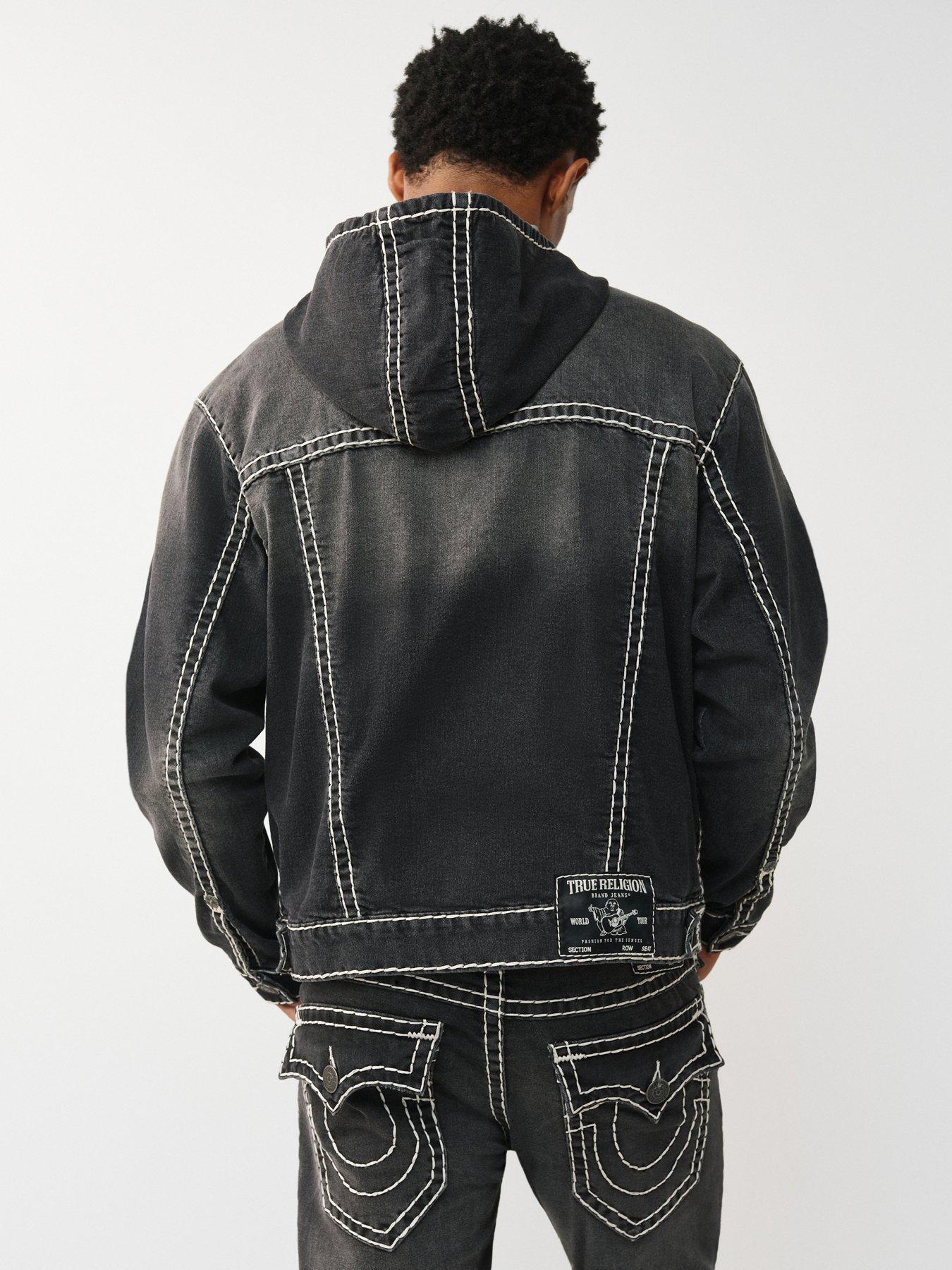 Image 2 of 7 of TRUE RELIGION Super T Hooded Denim Jacket - Black